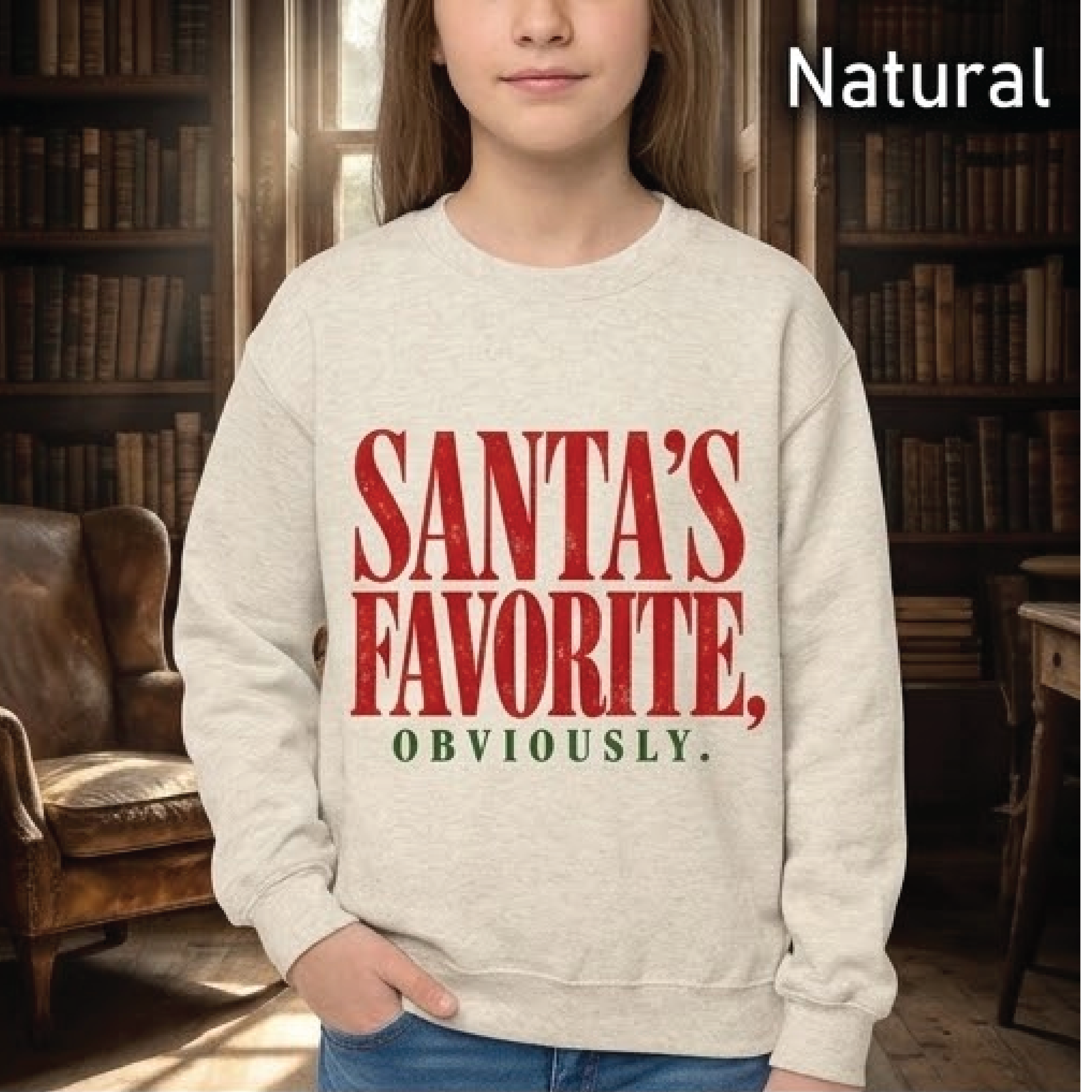 santa's favorite obviously sweatshirt, funny christmas quote sweatshirt, unisex holiday crewneck, cute xmas gift