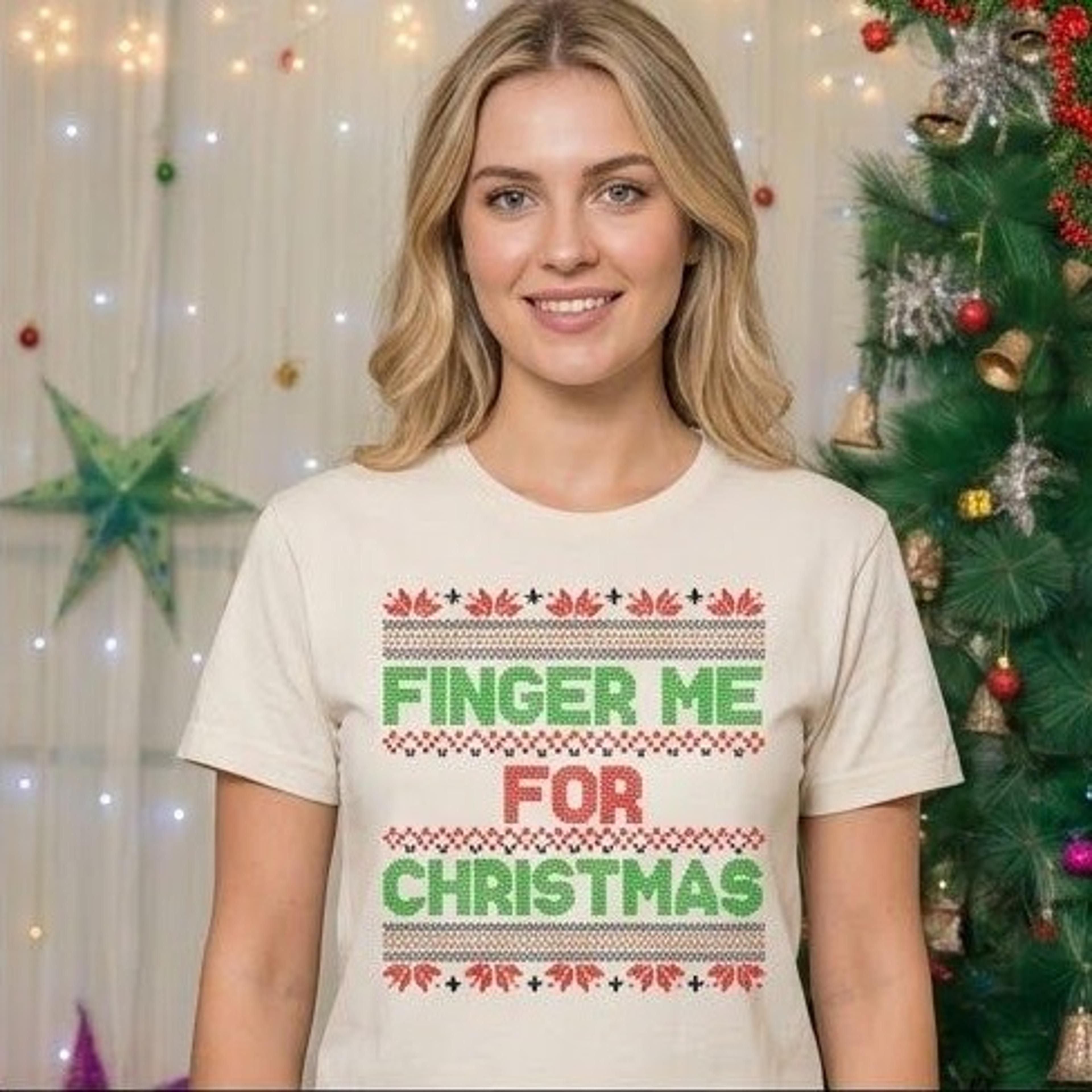 finger me for christmas sweatshirt, funny adult ugly christmas sweatshirt, naughty holiday joke gift, unisex xmas