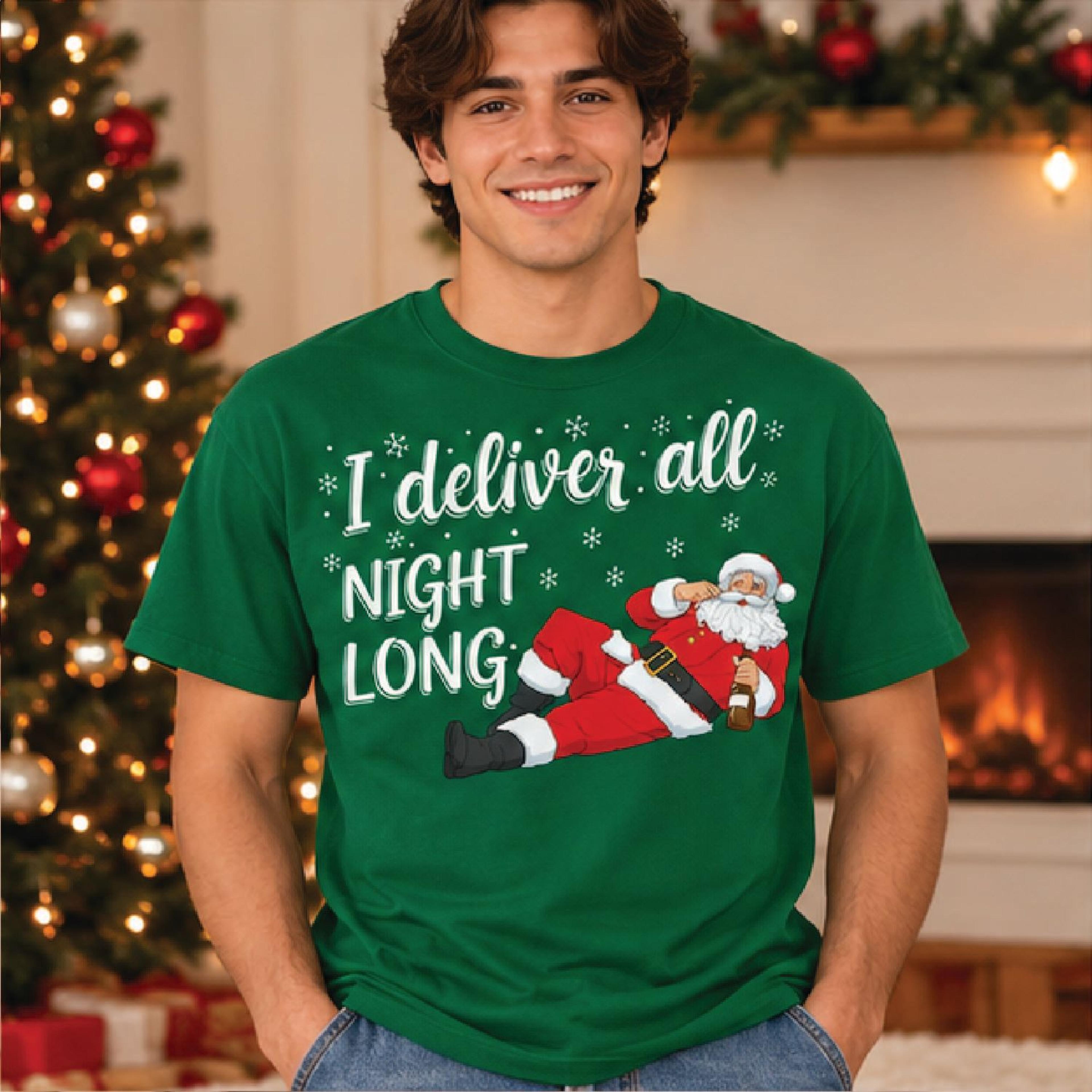 Funny Matching Christmas Couple Sweatshirts I Deliver All Night Long And Santa Came Twice Naughty H 1