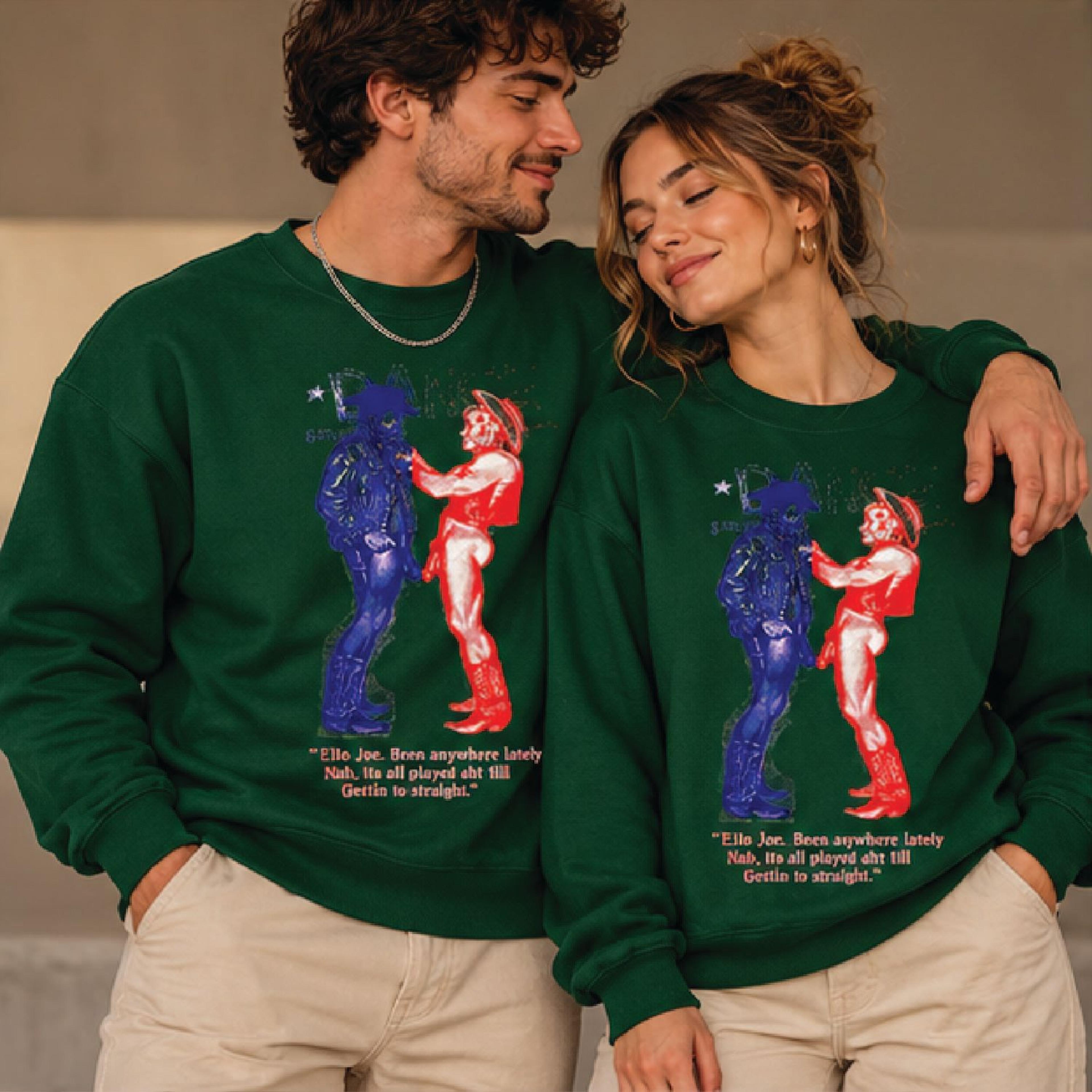 Vintage Cowboy Couple Sweatshirt Retro Western Cowboy Graphic Funny Joe Quote Matching Sweatshirts  2