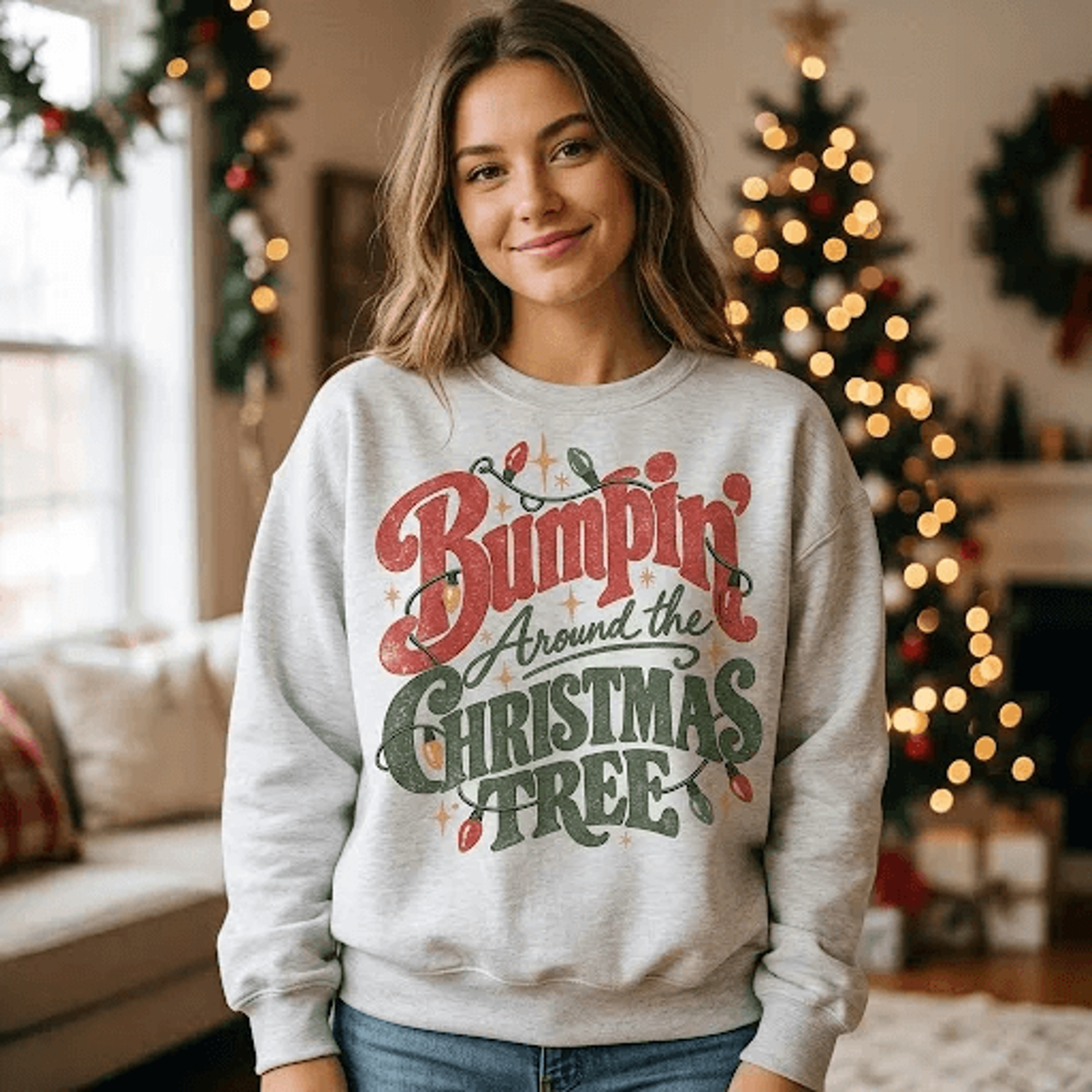Bumpin Around The Christmas Tree Sweatshirt Funny Pregnancy Christmas Sweatshirt Retro Maternity Ho 1