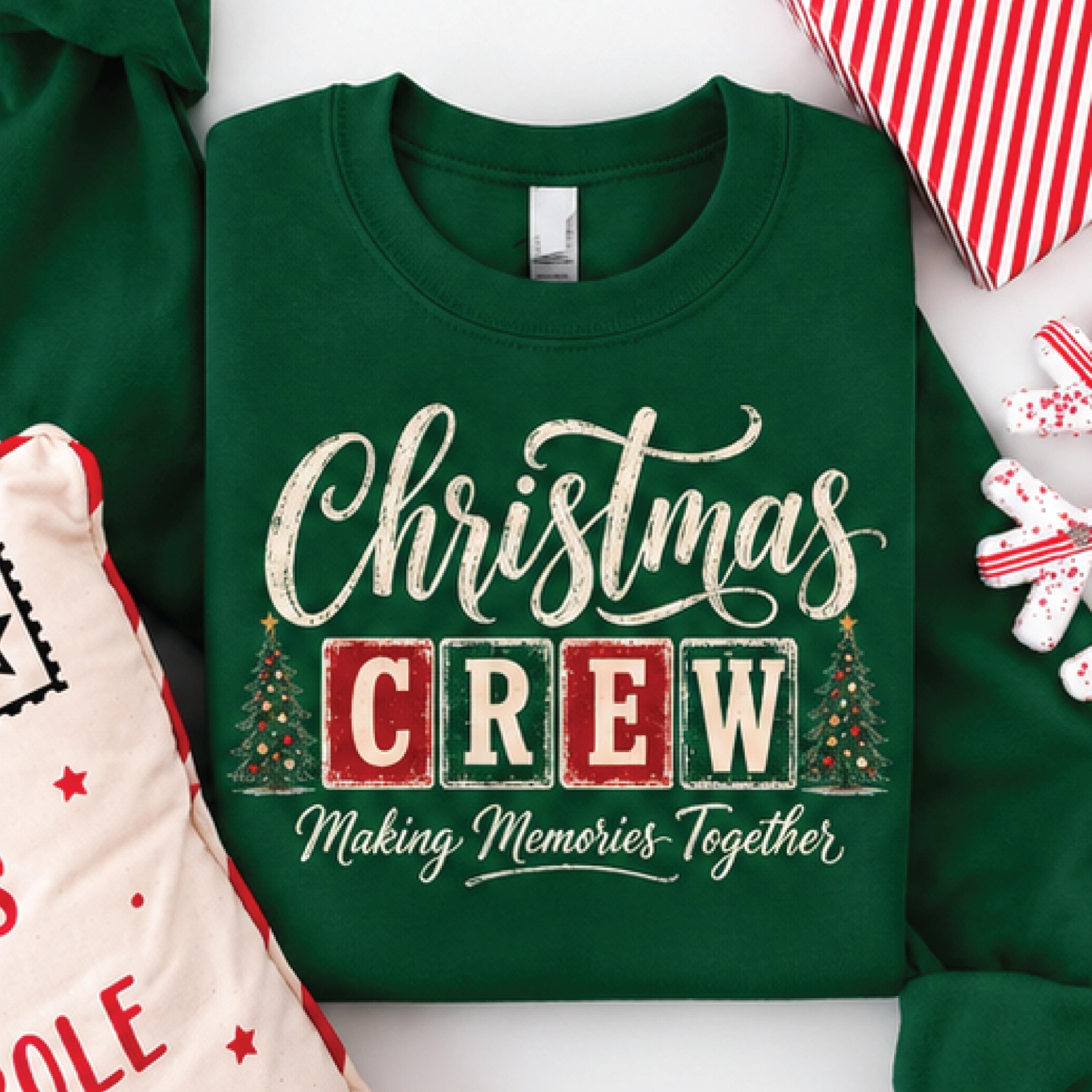 christmas crew sweatshirt, making memories together holiday sweatshirt, family matching christmas outfit, festive gift