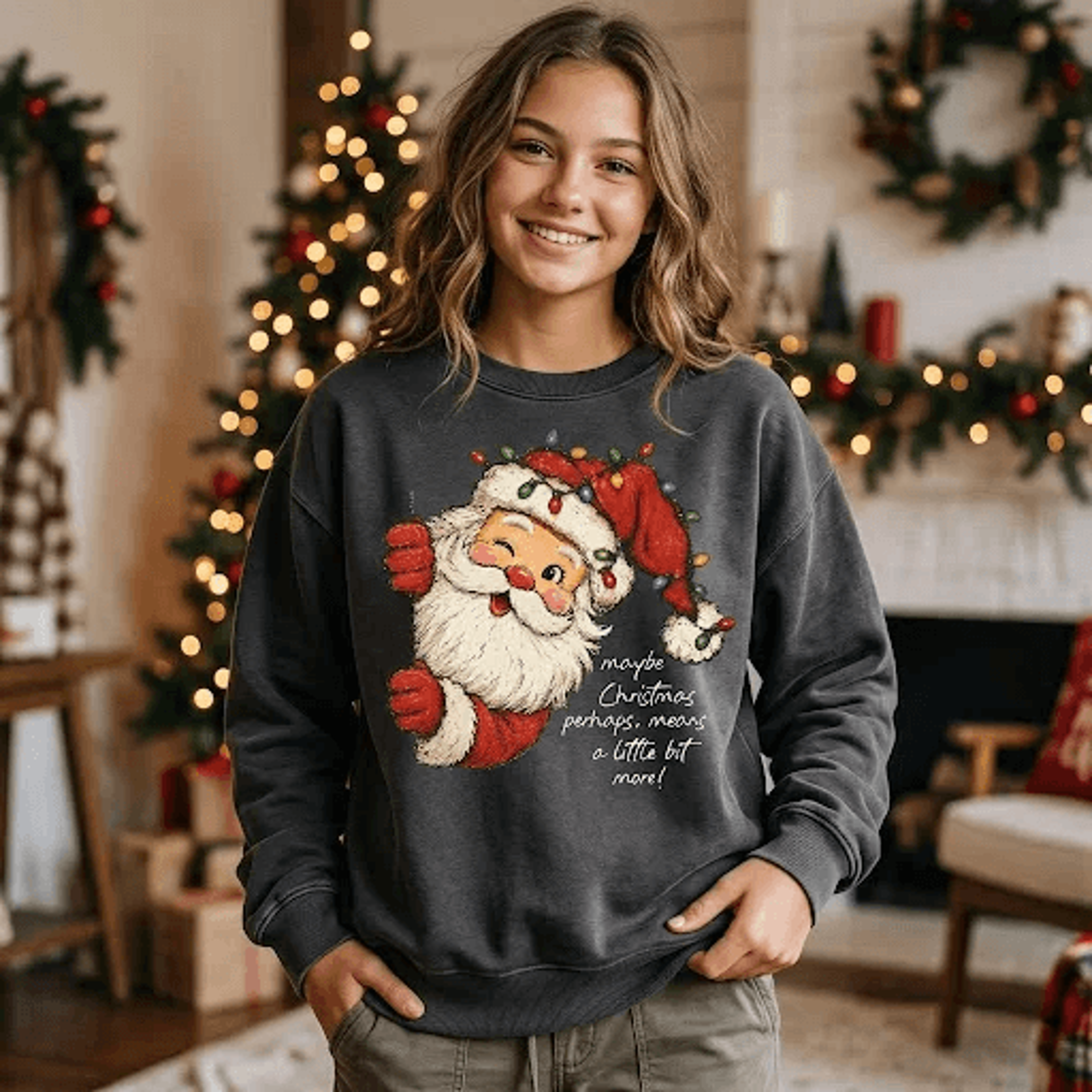 vintage santa christmas sweatshirt, maybe christmas means a little bit more, retro santa holiday sweatshirt, unisex gift
