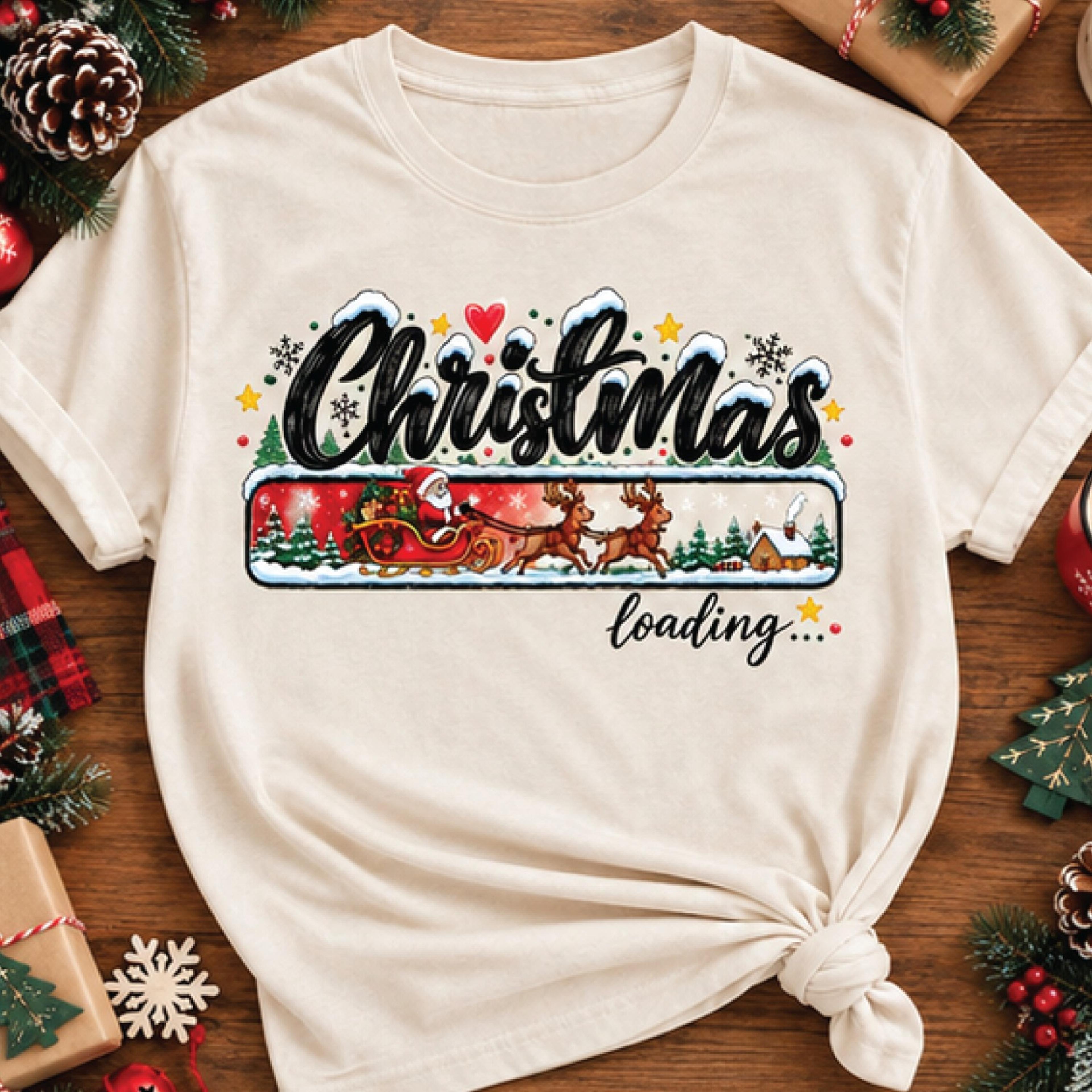 christmas loading sweatshirt, santa sleigh reindeer holiday sweatshirt, funny christmas countdown gift, festive winter