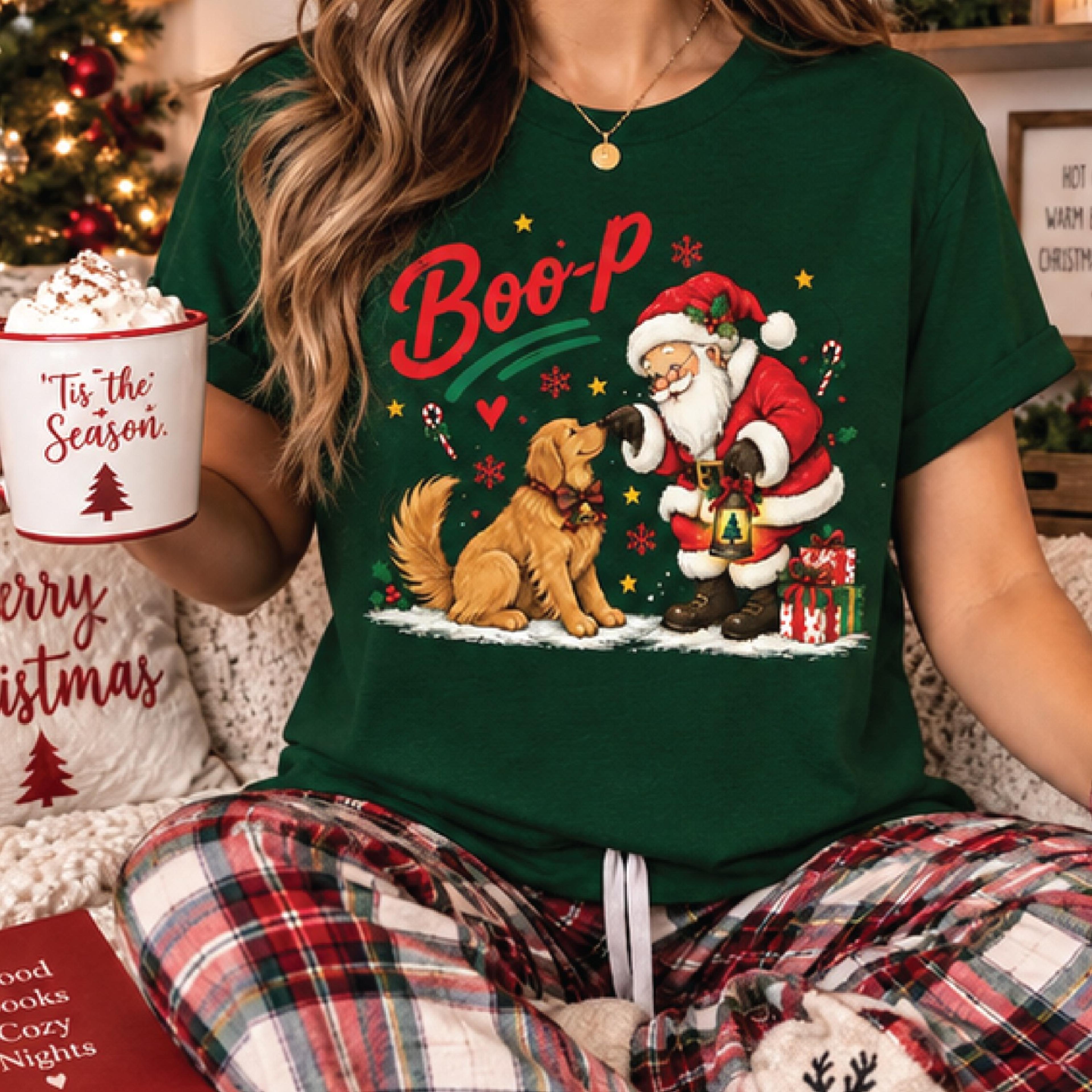 boo-p santa dog christmas sweatshirt, cute golden retriever holiday design, funny xmas gift for dog lovers, unisex