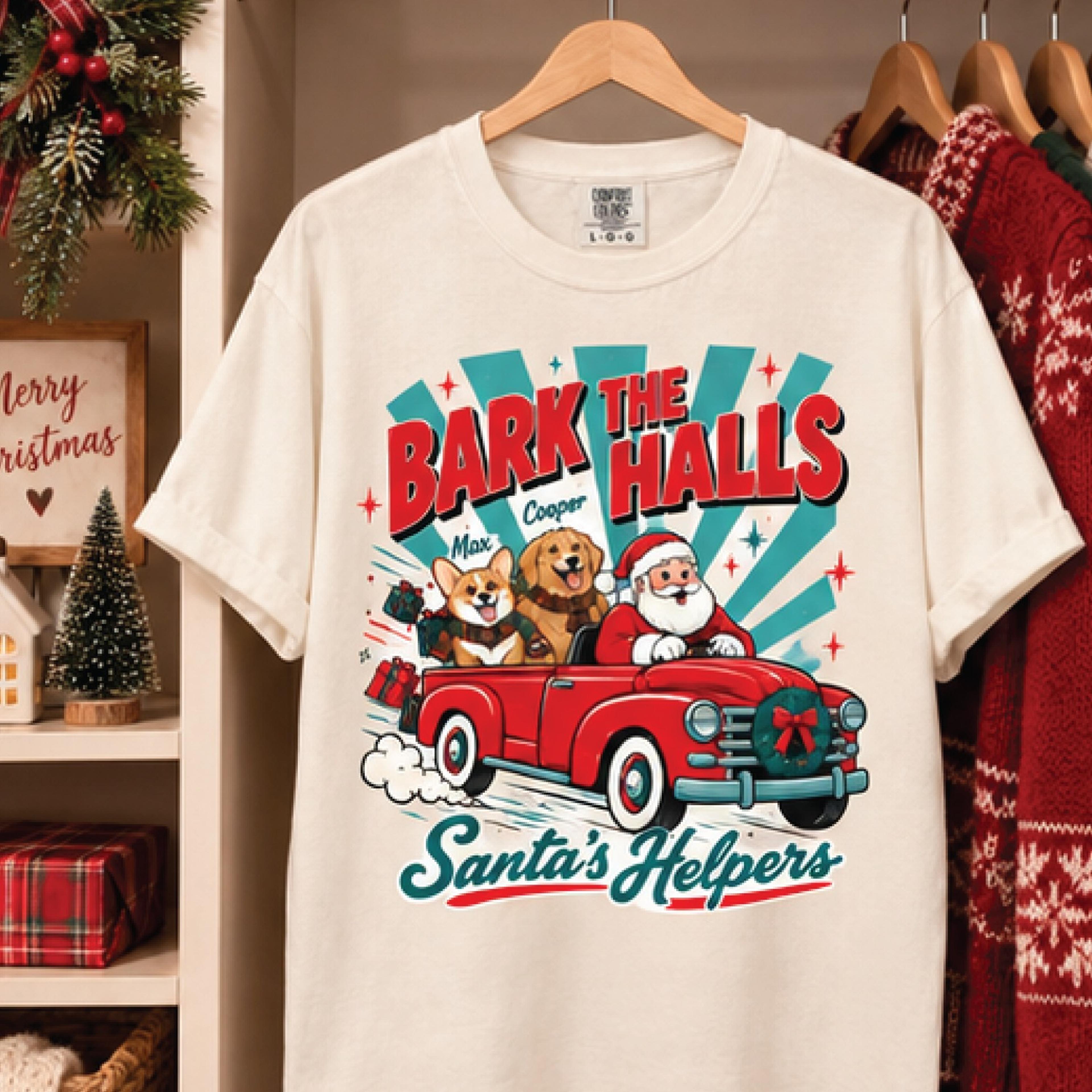 bark the halls santa's helpers christmas sweatshirt, cute dog holiday sweatshirt, funny pet lover christmas gift, unisex