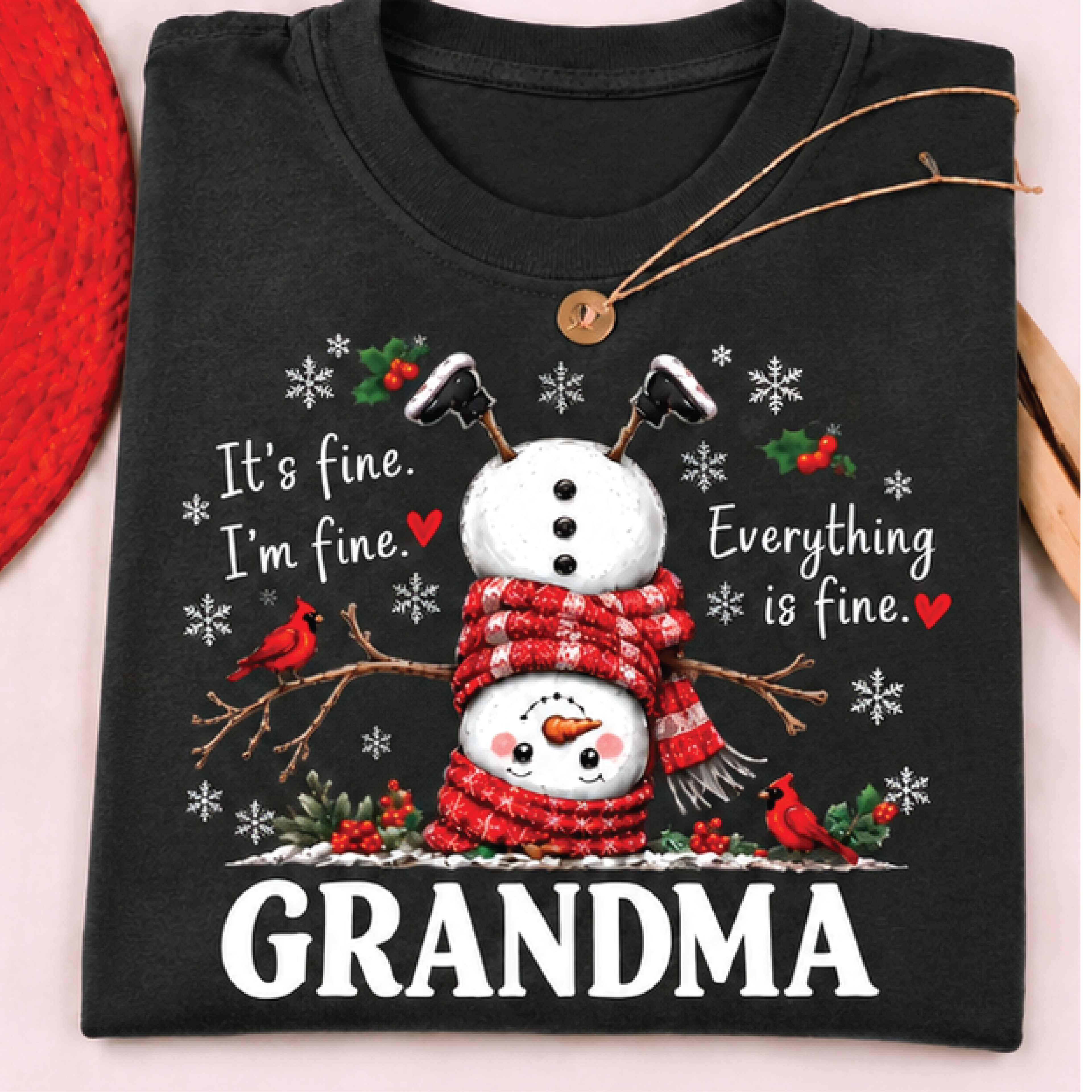 Funny Christmas Grandma Sweatshirt Its Fine Im Fine Everything Is Fine Snowman Design Holiday Grand 1