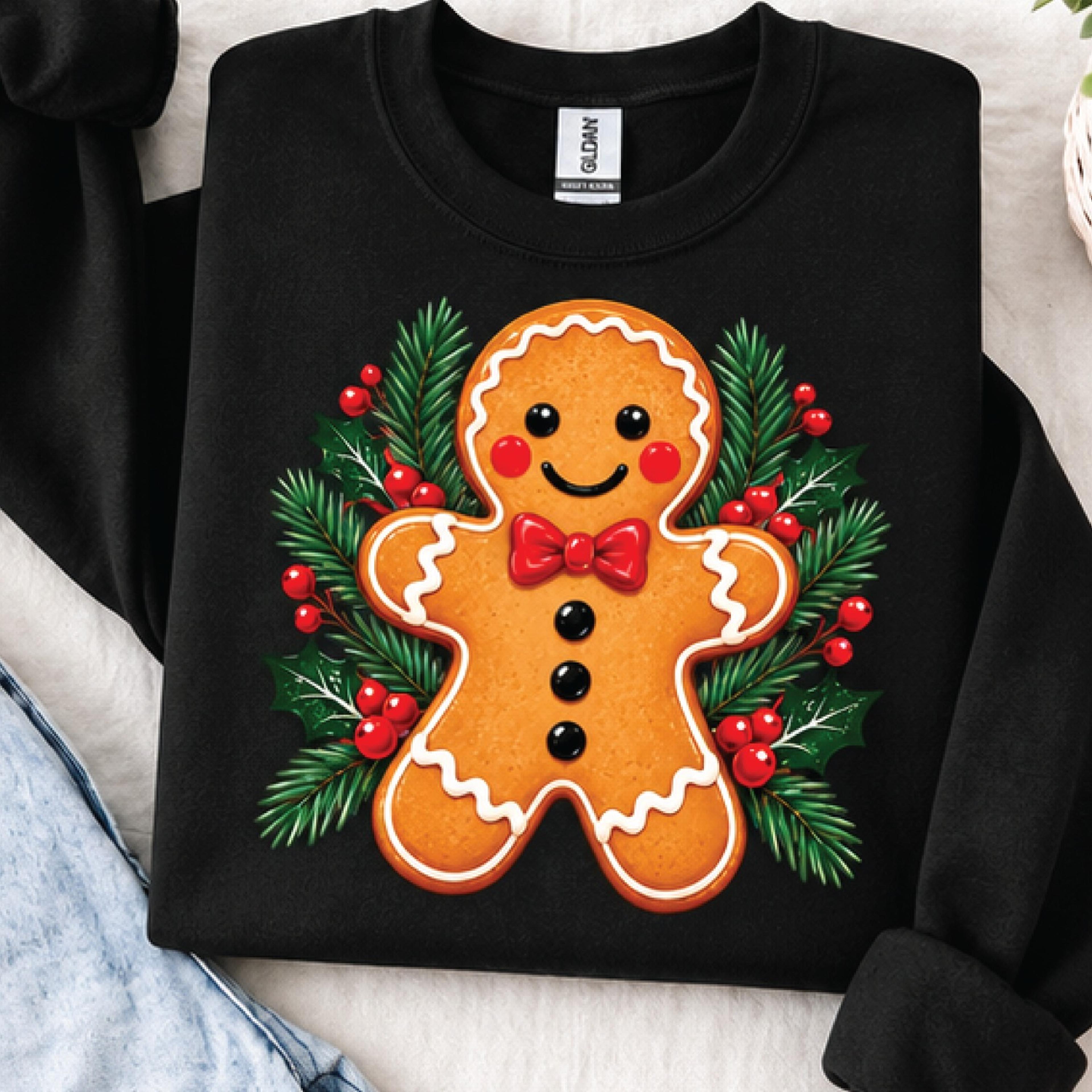 cute gingerbread man christmas sweatshirt, festive holiday cookie design, gingerbread lover gift, adult unisex sweatshir