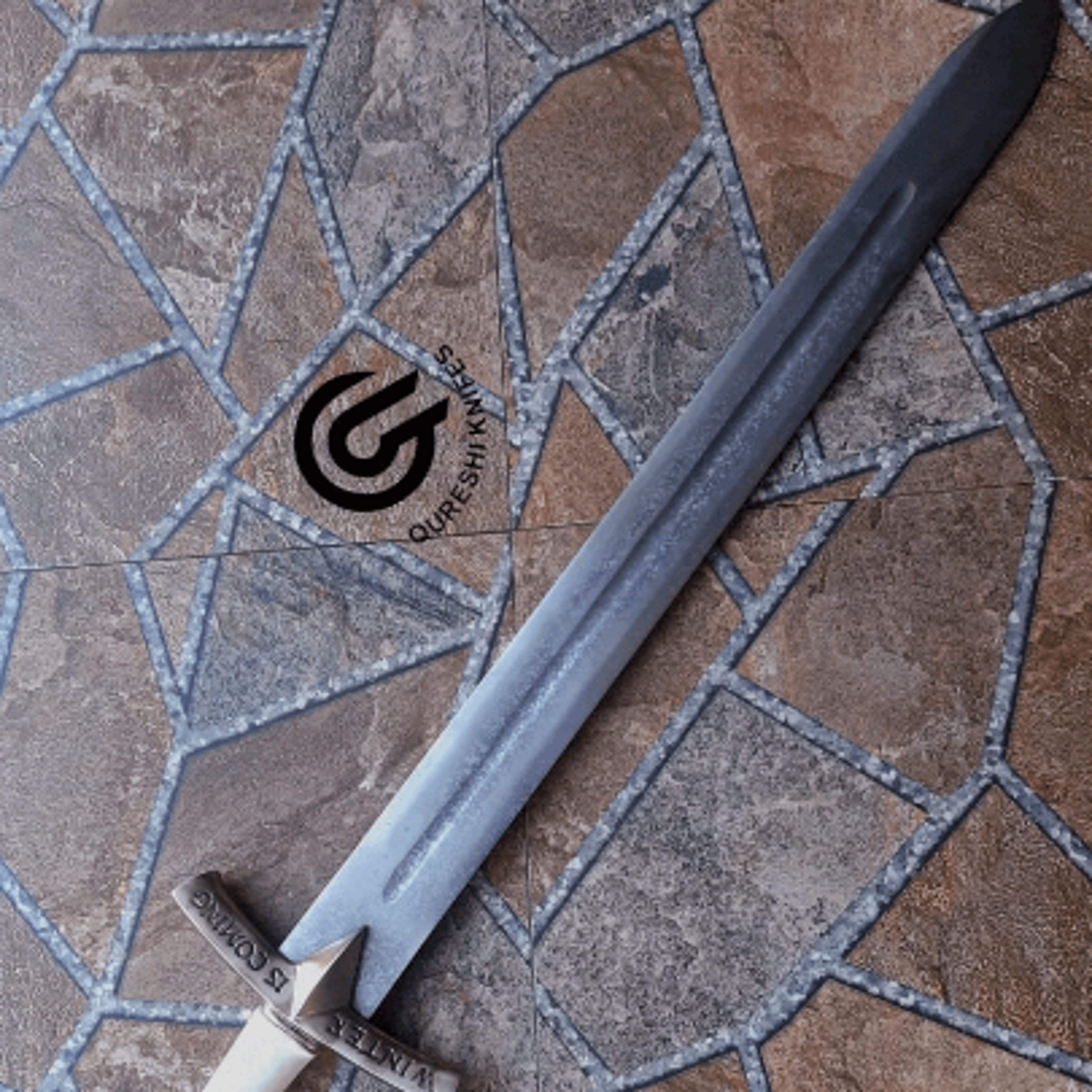 handmade eddard stark ice sword replica – got battle ready viking sword with leather sheath