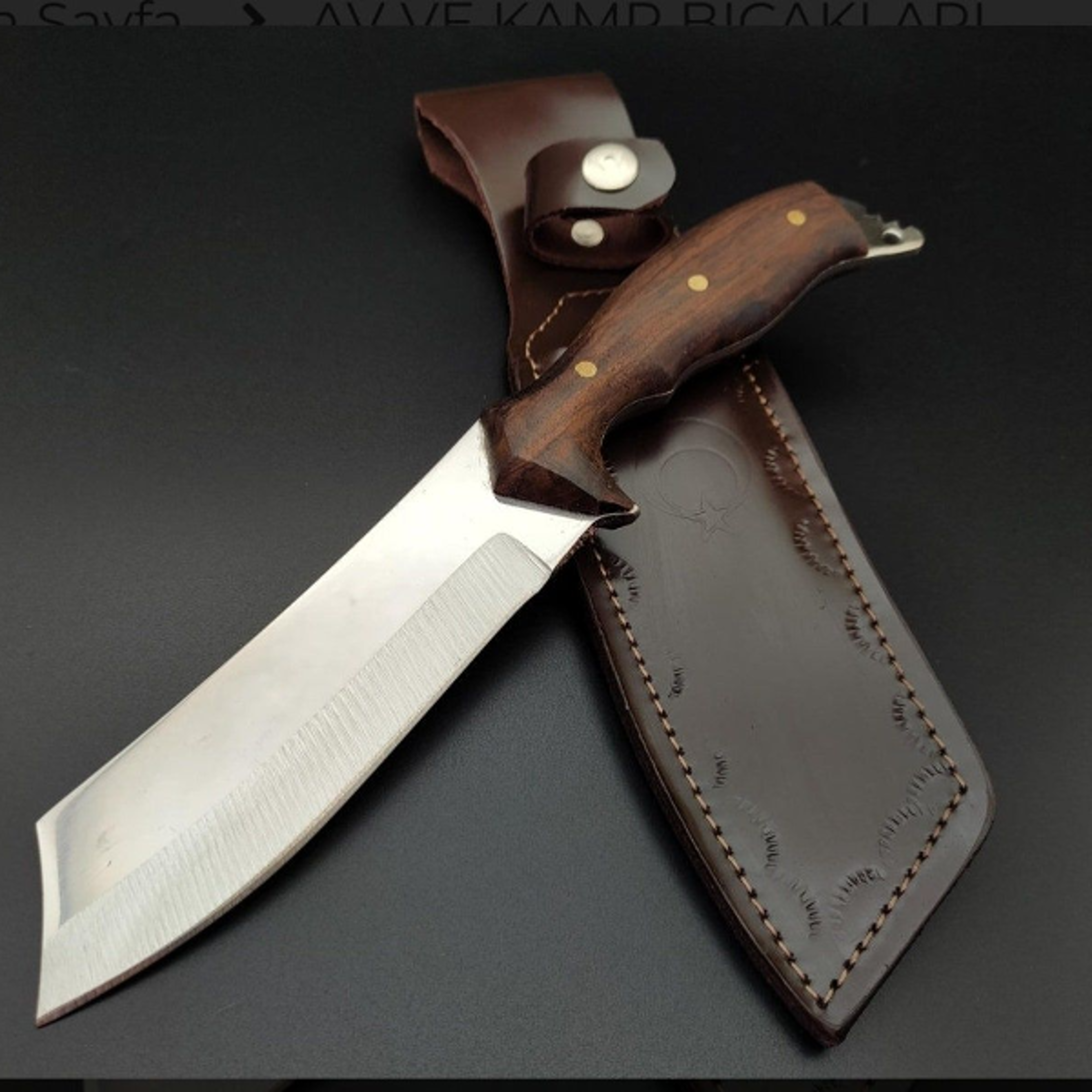 handmade tanto hunting knife 4116 stainless steel walnut wood handle with leather sheath