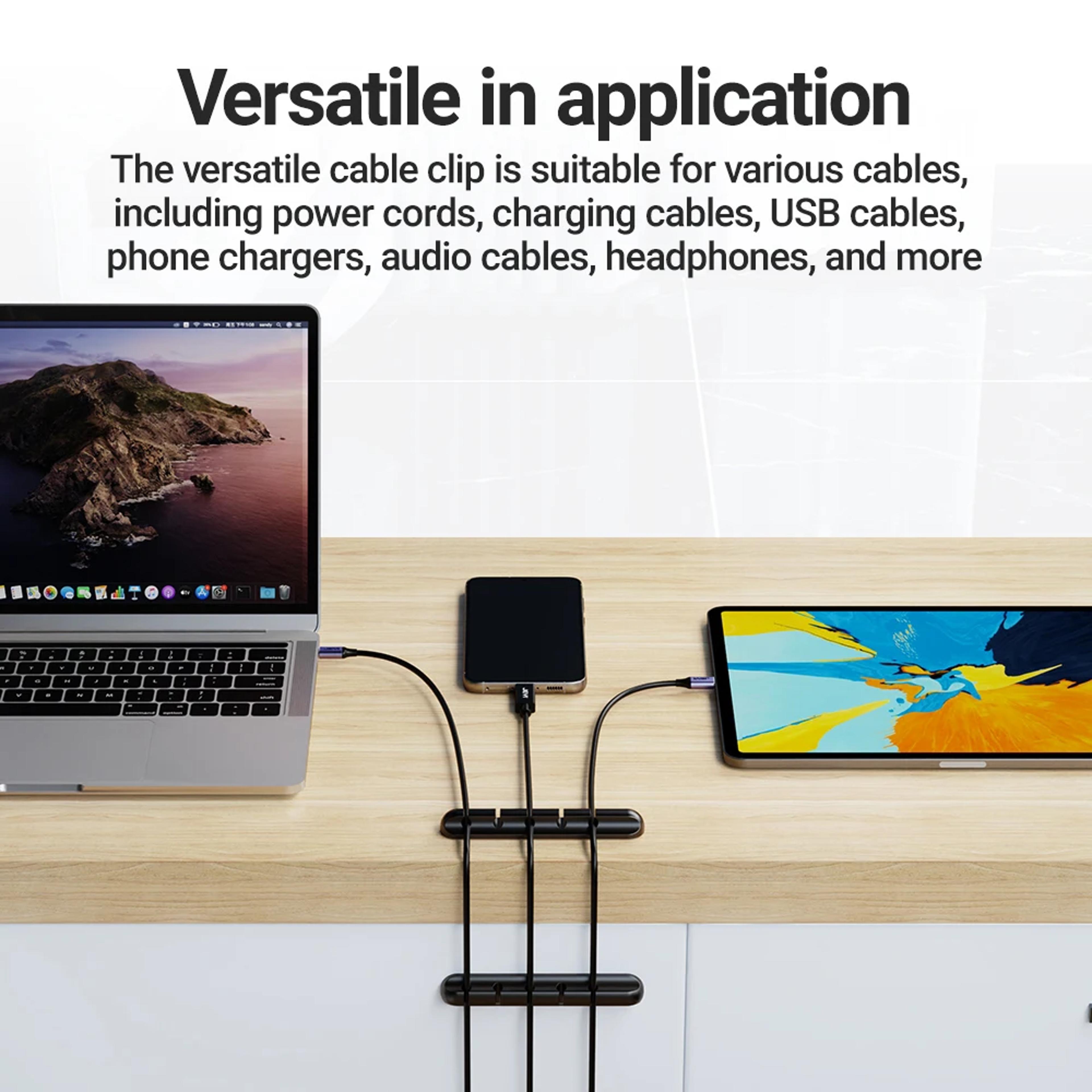 Cord Management Wire Organizer Clips Adhesive Cable Holder For USB Charging Cable Desktop And Night 5