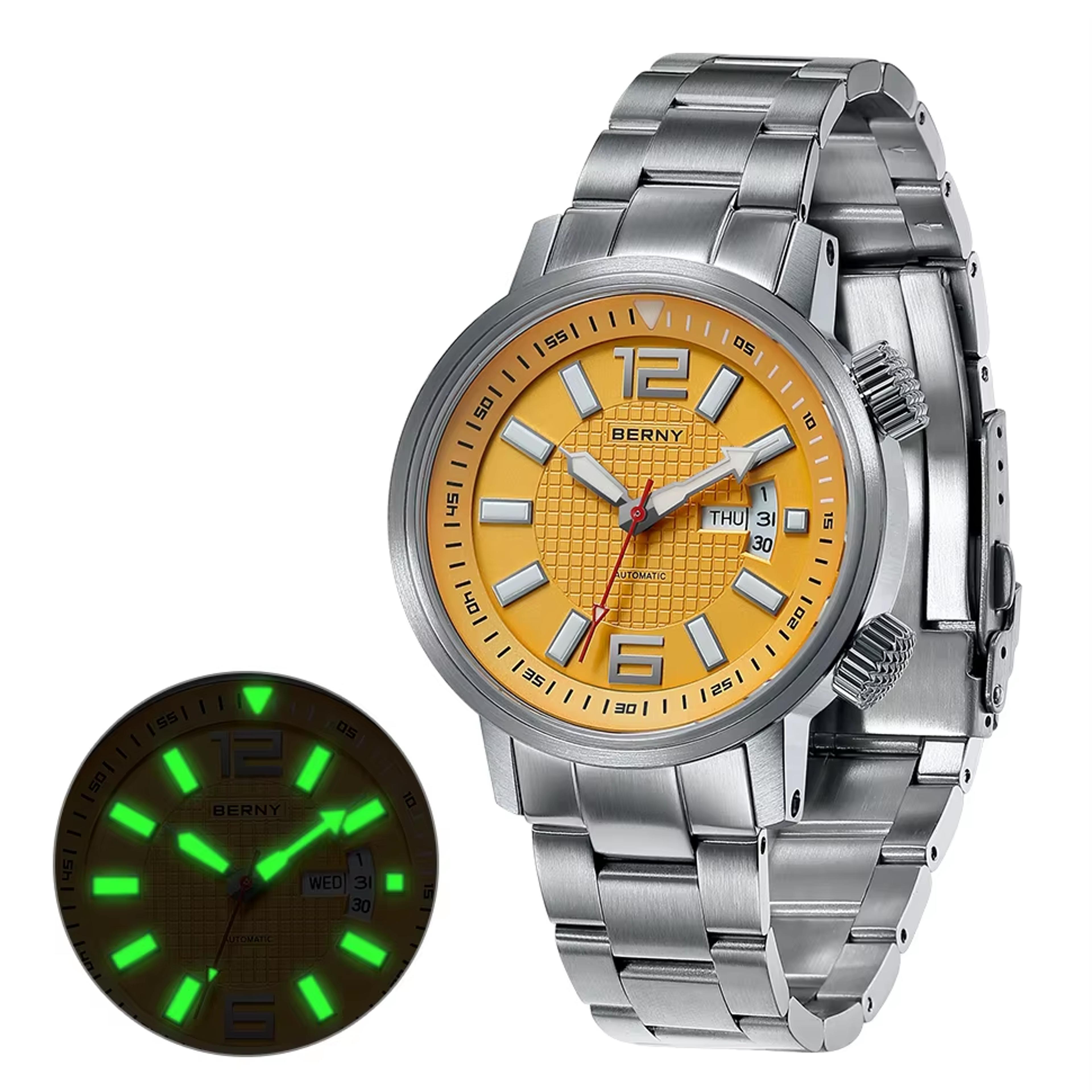 waterproof diver mechanical watch for men super luminous sapphire self winding automatic dive wristwatch