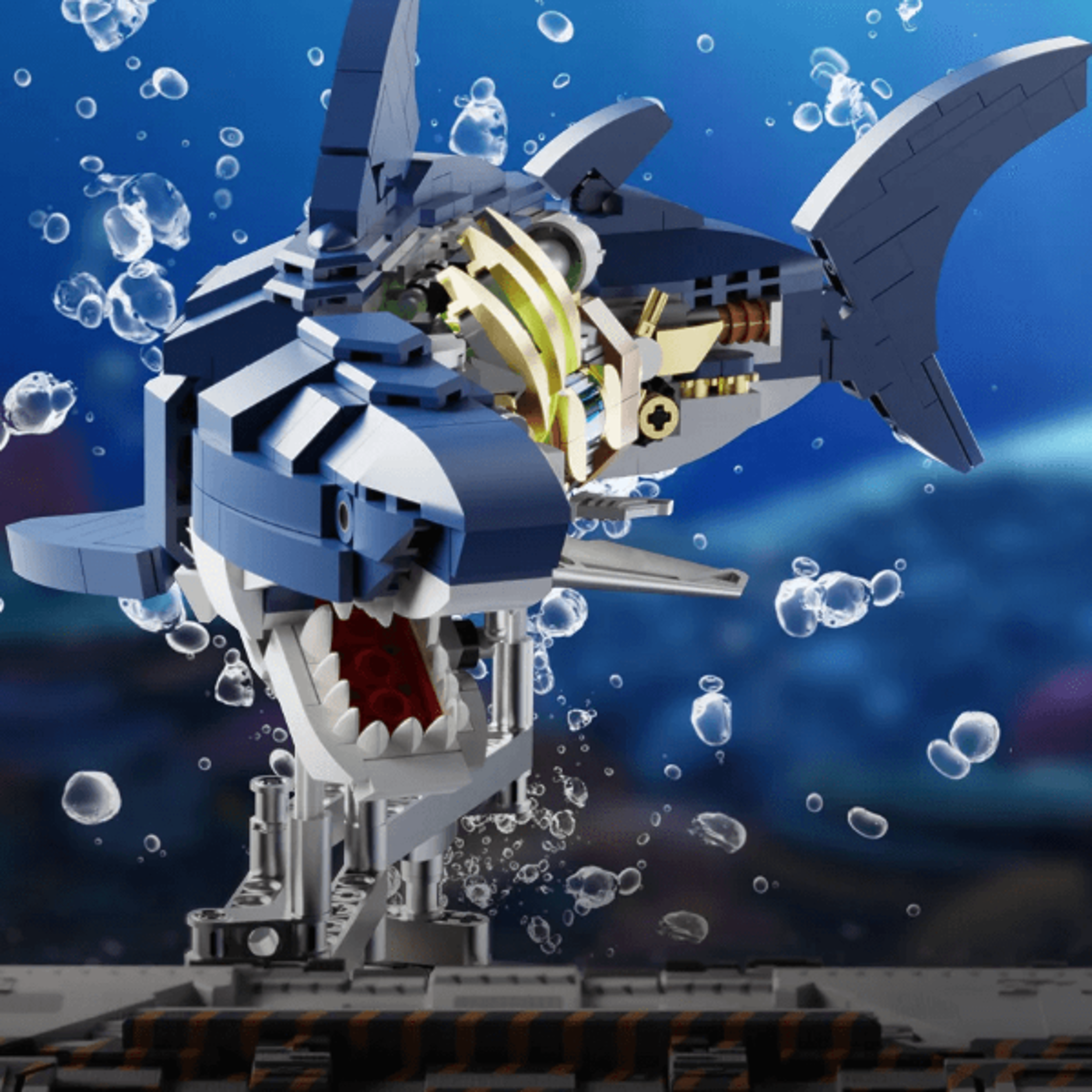 mechanical shark kit, hands-on led marine model for kids, teens & adults