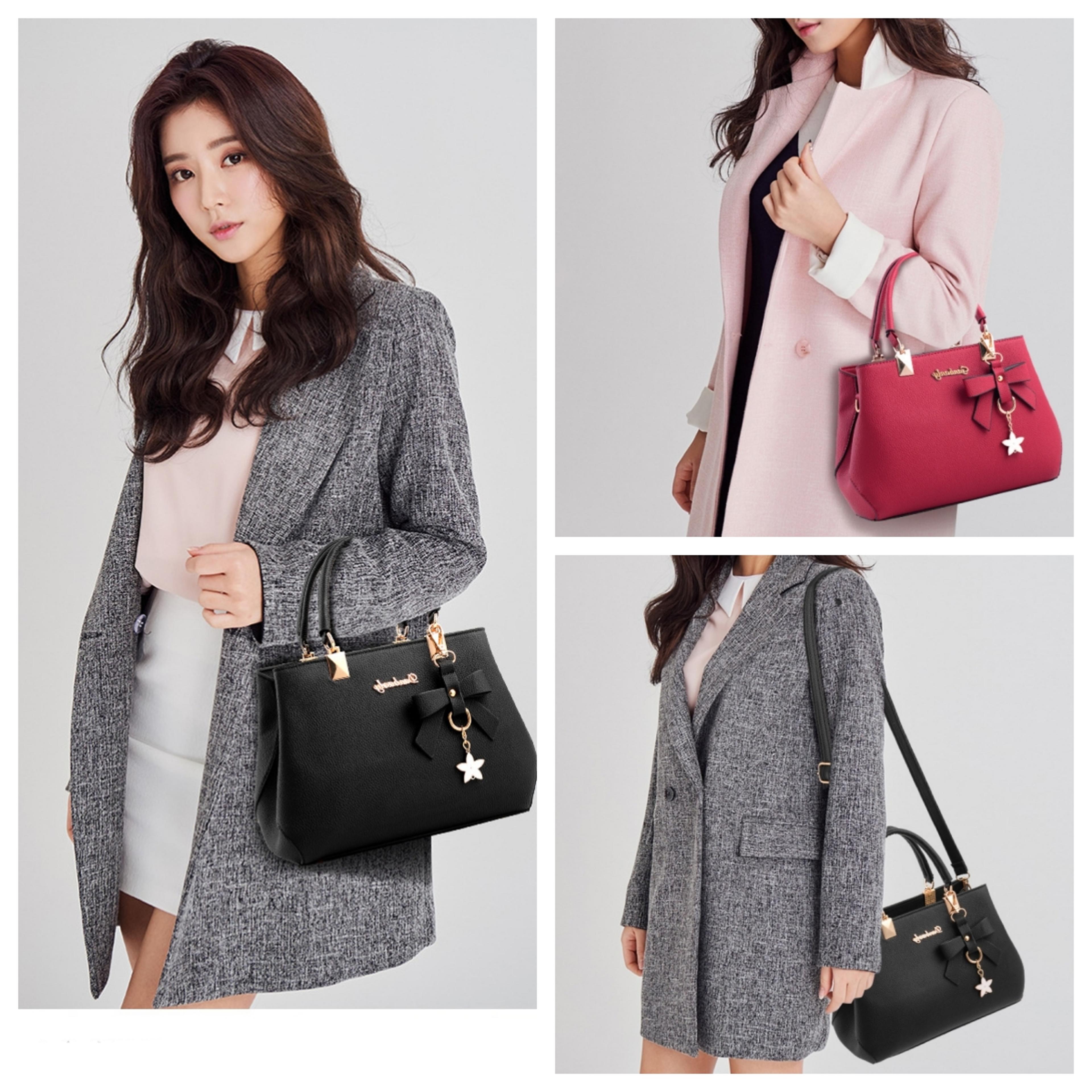 Large Capacity Fashion Solid Color One Shoulder Bag With Bow Portable Bandolera Casual Satchel Cros 1