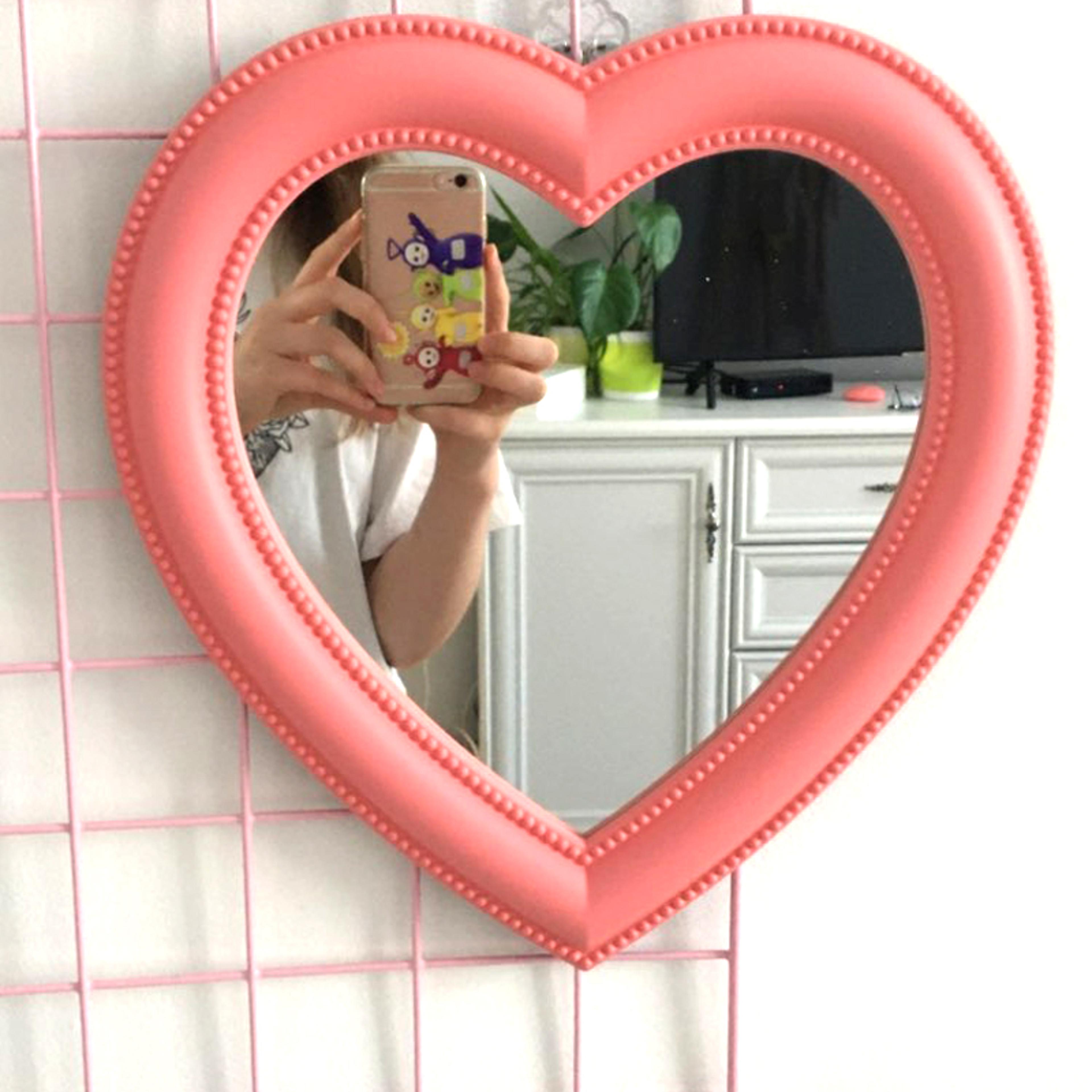 girl heart mirror decorative cosmetic mirror for home and dormitory wall decor