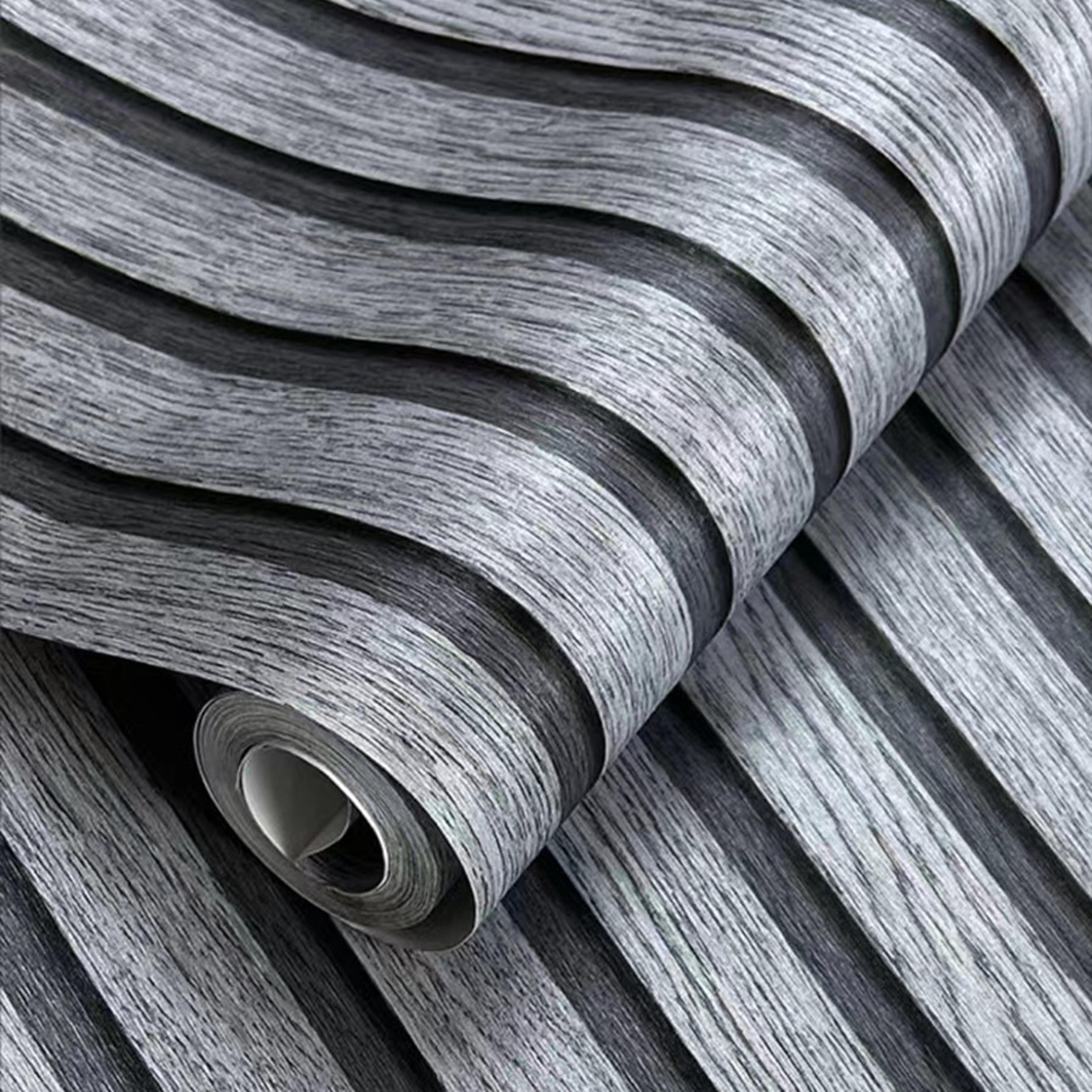waterproof self-adhesive new black and gray grille wood grain wallpaper, stylish background wall paper