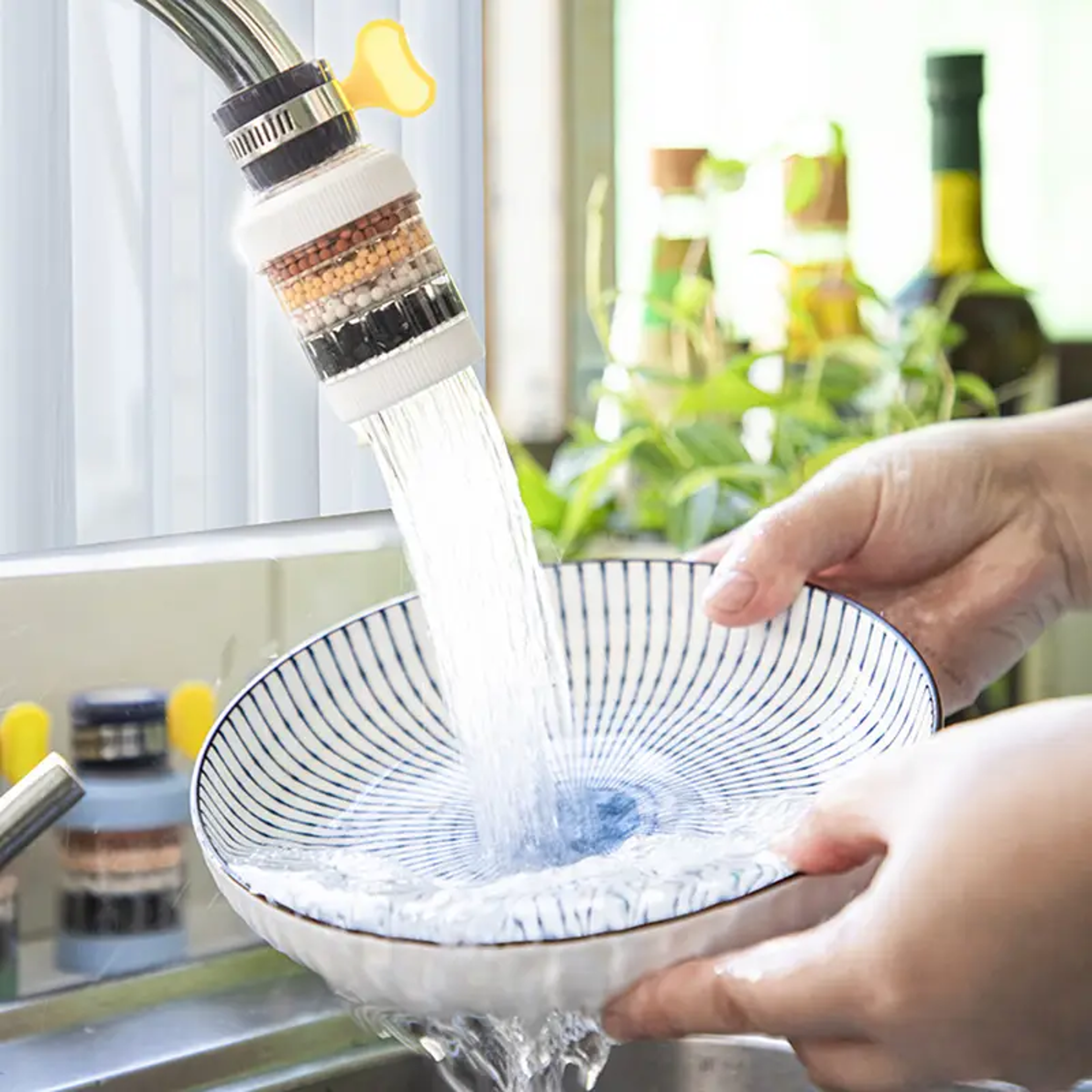 activated carbon faucet water filter for kitchen removes chlorofluoride heavy metals universal plastic splash