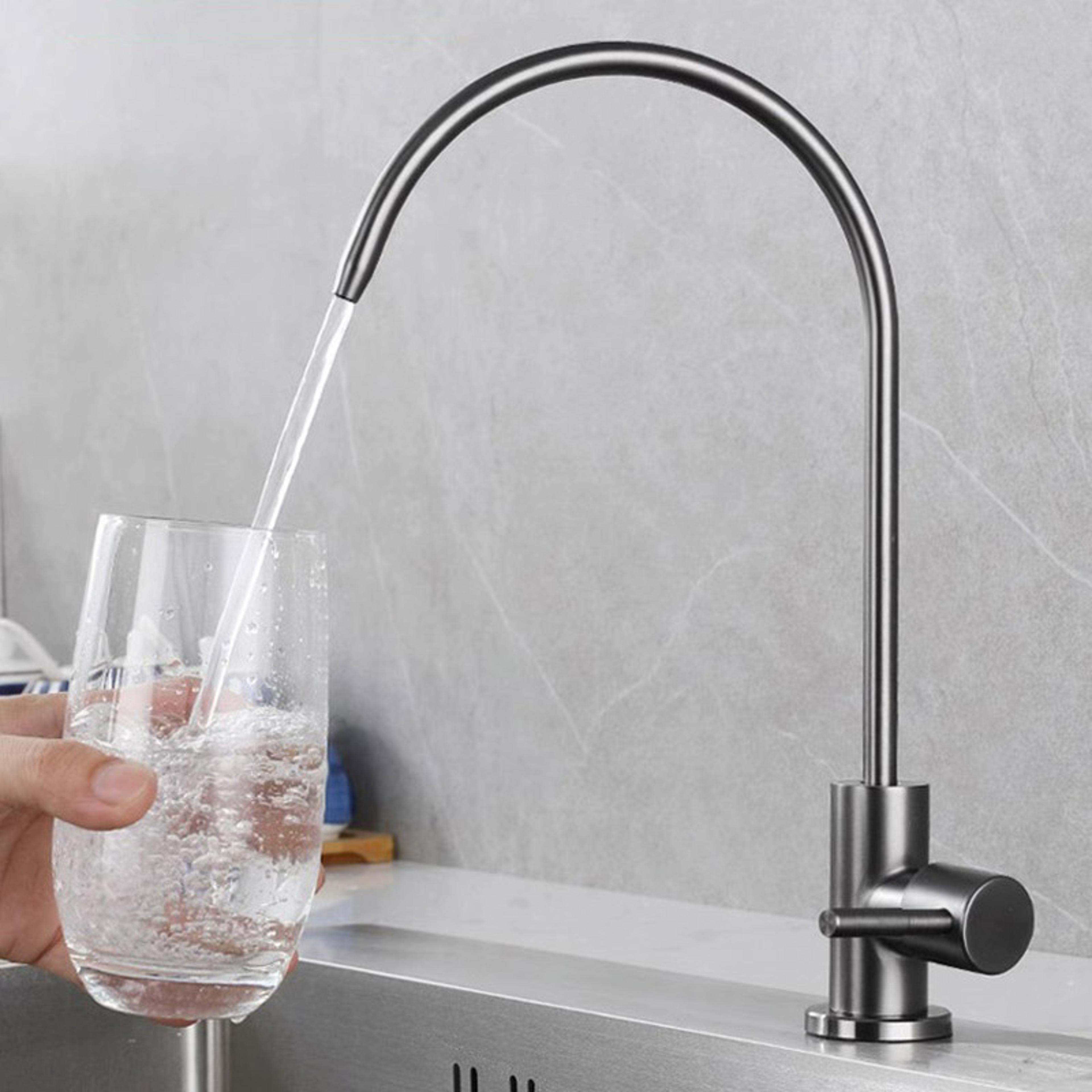 Stainless Steel Kitchen Faucet Rotatable Water Dispenser Sitstand Single Cold Faucet For Pure Drink 2