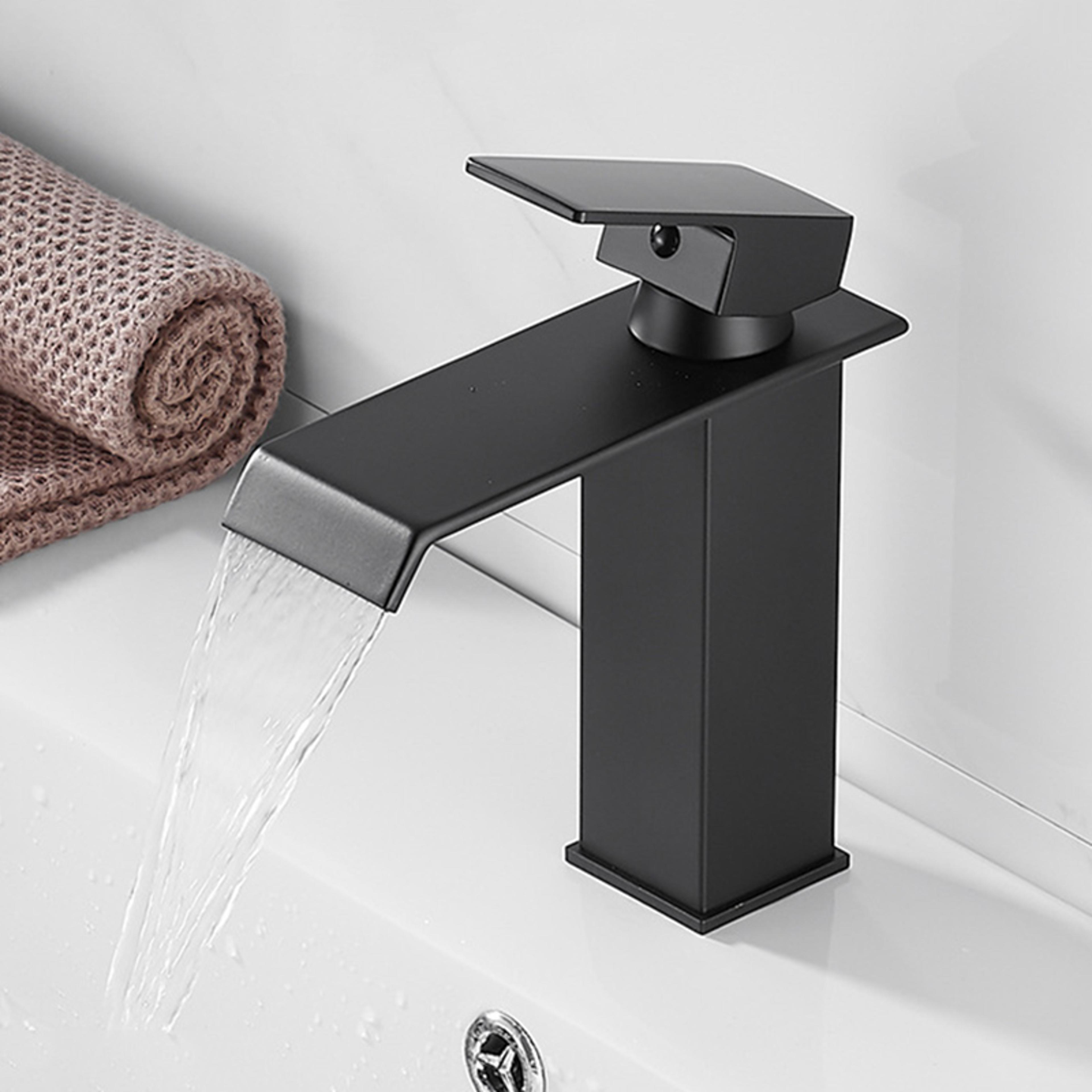 waterfall stainless steel wide mouth faucetba, hot and cold water, bathroom sink basin splash control