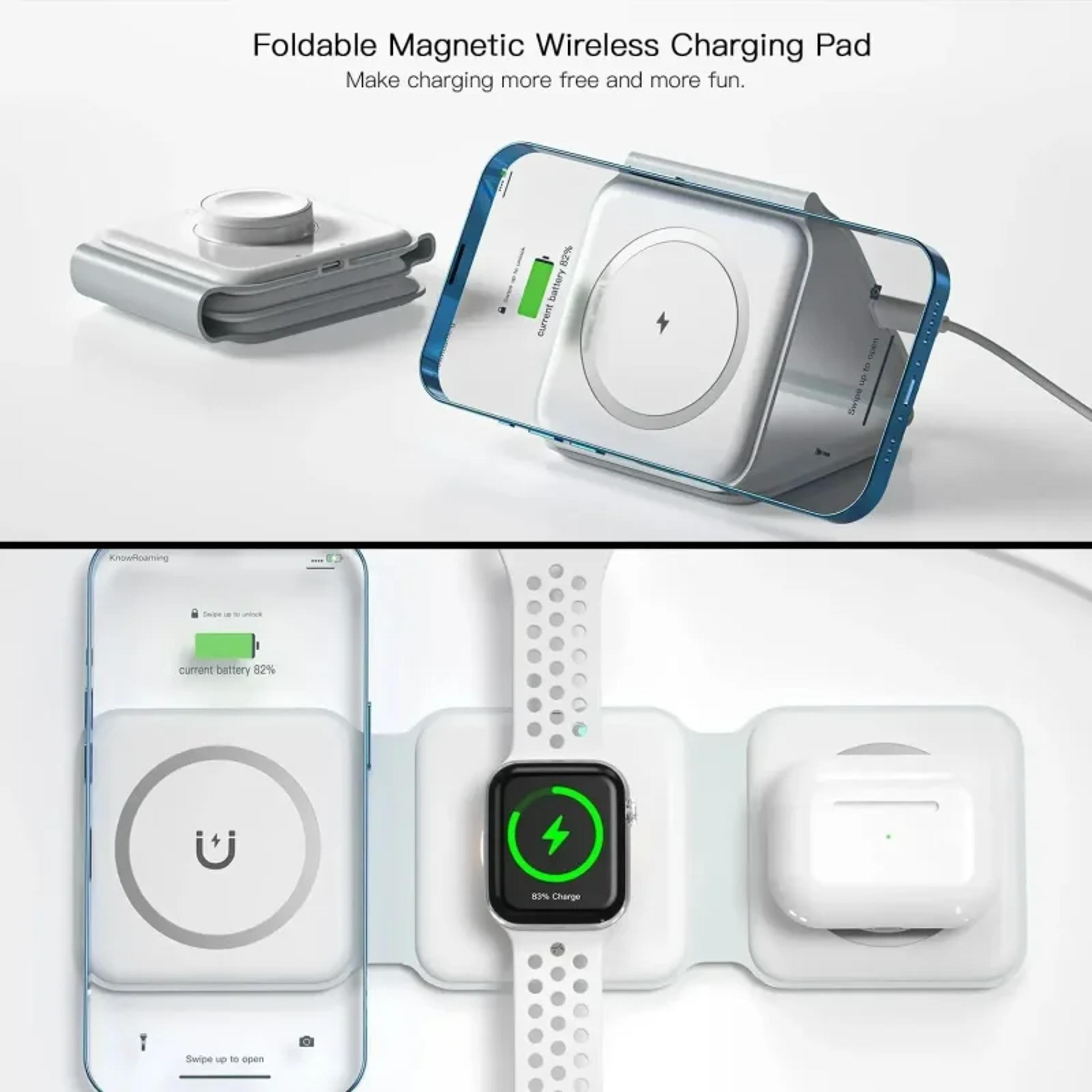 Portable Foldable Magnetic Wireless Charger Dock Station Fast Charging Trip Charger 5