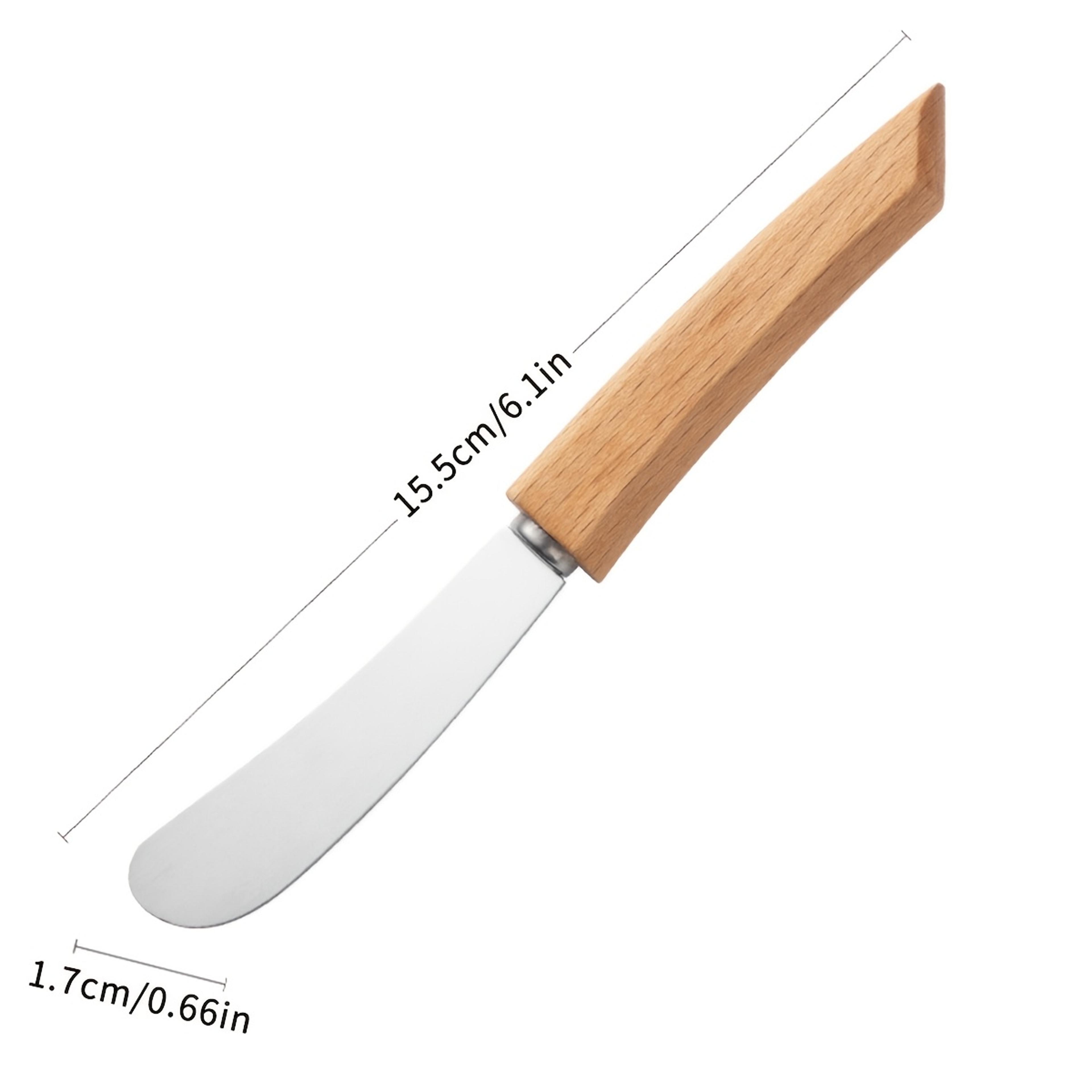 Wooden Long Handle Pastry Knife Stainless Steel Butter Knife For Bread Jam And Cream Scraping 4