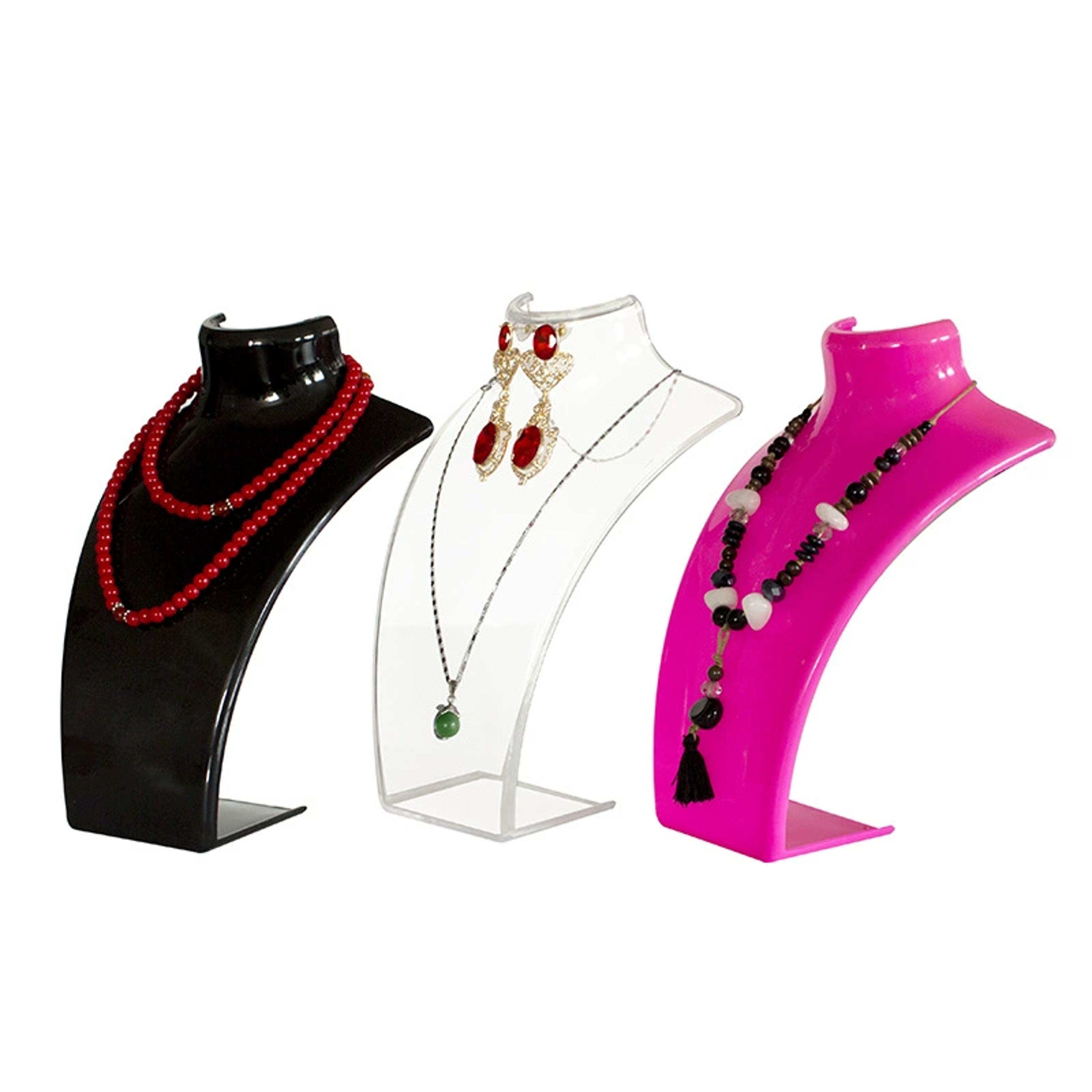 jewellry mannequin bust rack, plastic necklace display stand, holder for necklaces pendant earrings display shelf
