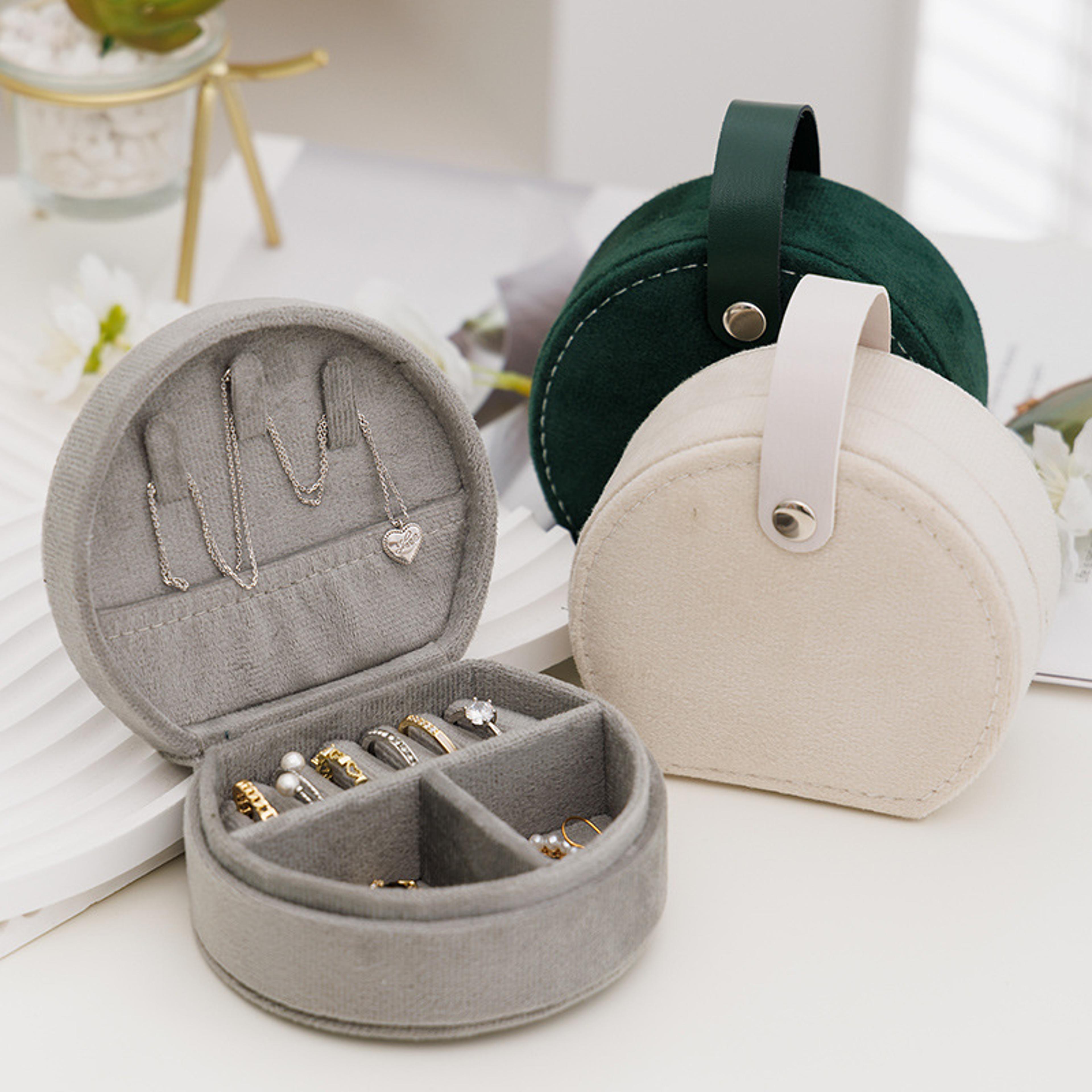 mini portable cute jewelry box flannel storage for rings necklaces earrings and studs jewelry organizer