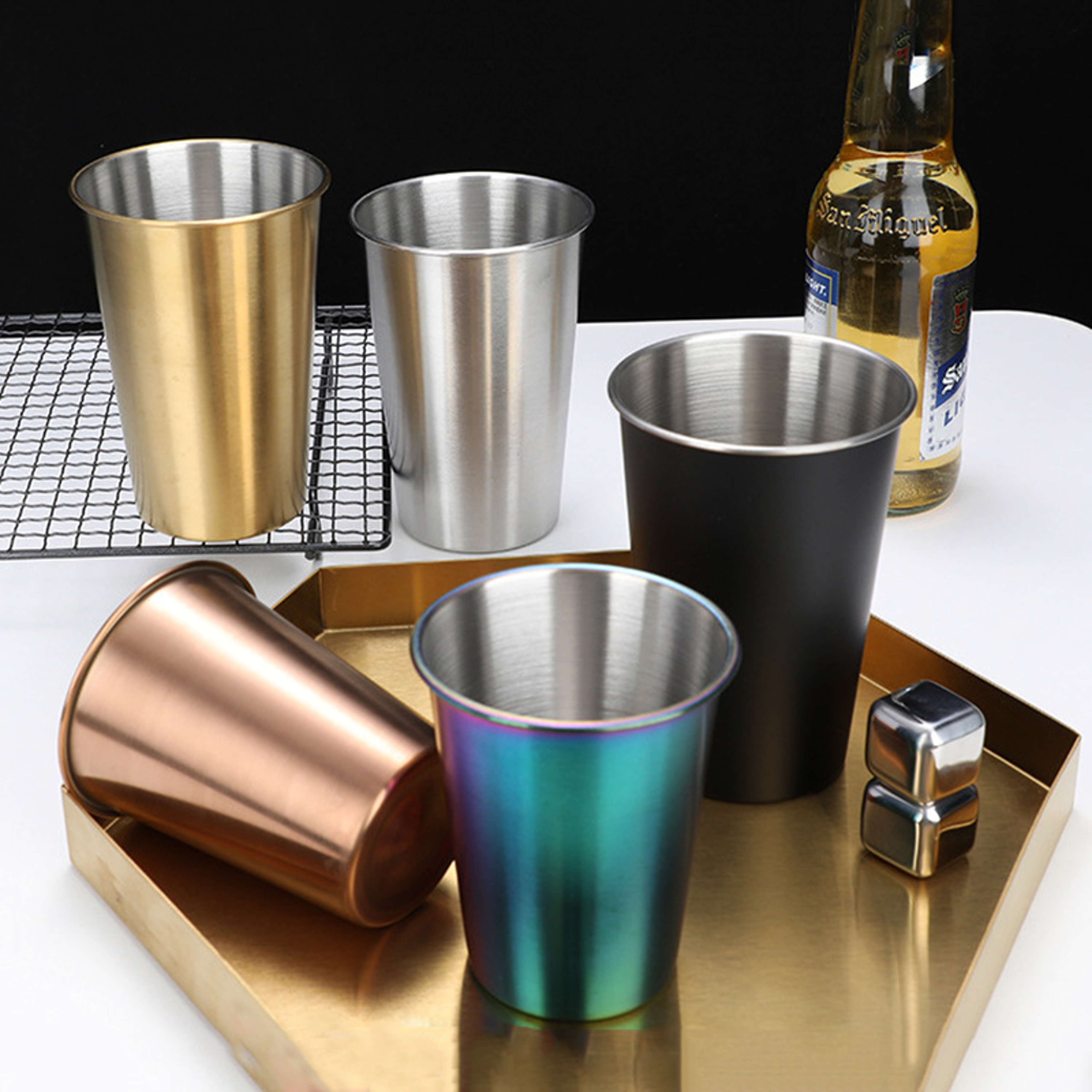 metal drink cup stainless steel tea mug coffee tumbler beer mug for bar kitchen office