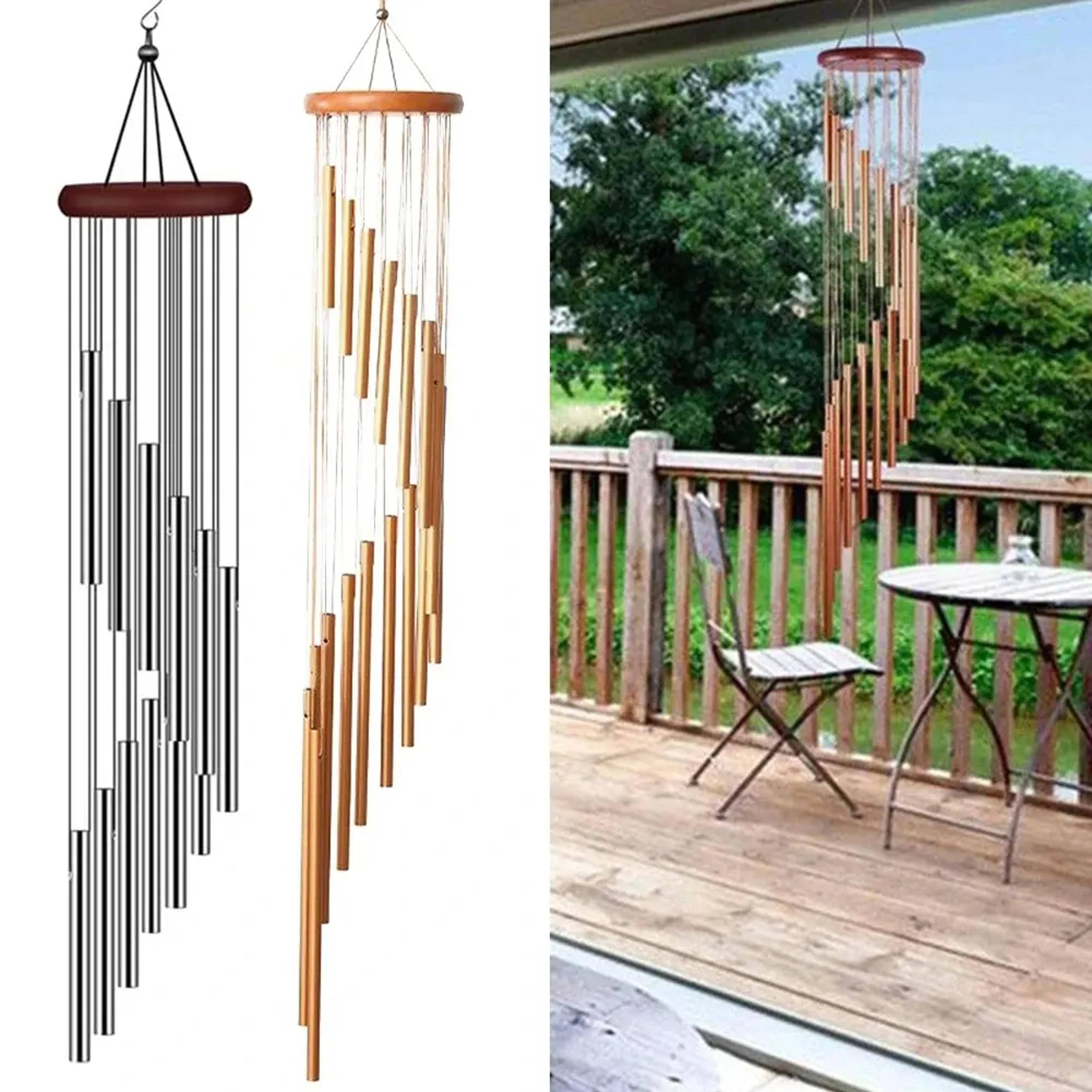 outdoor garden decoration metal aluminium tube wind chimes with hooks, home wedding party memorial decoration