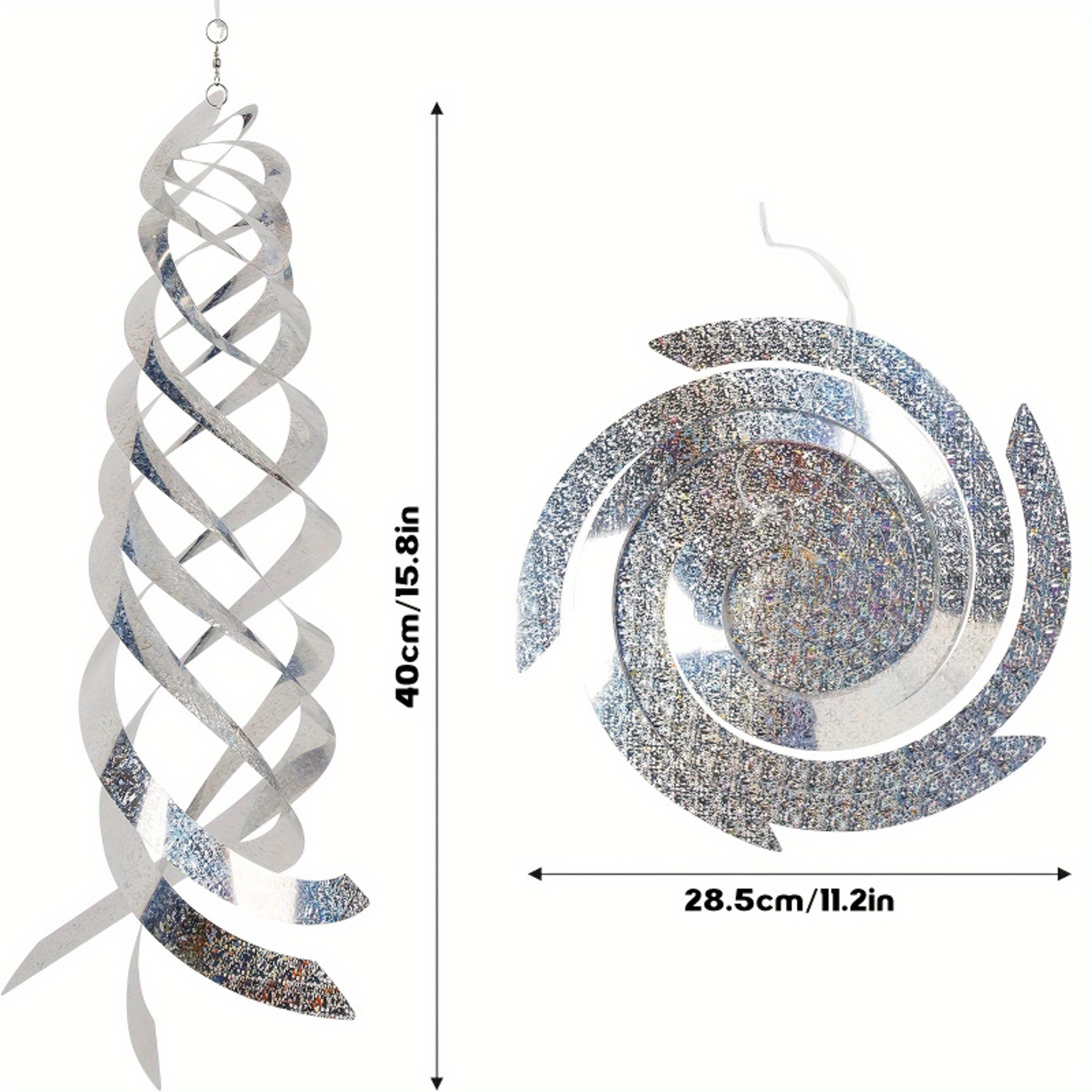 Silvery Mylar Bird Repellent Spiral Reflectors Hanging Garden Deterrents Scares Woodpeckers Pigeons 4