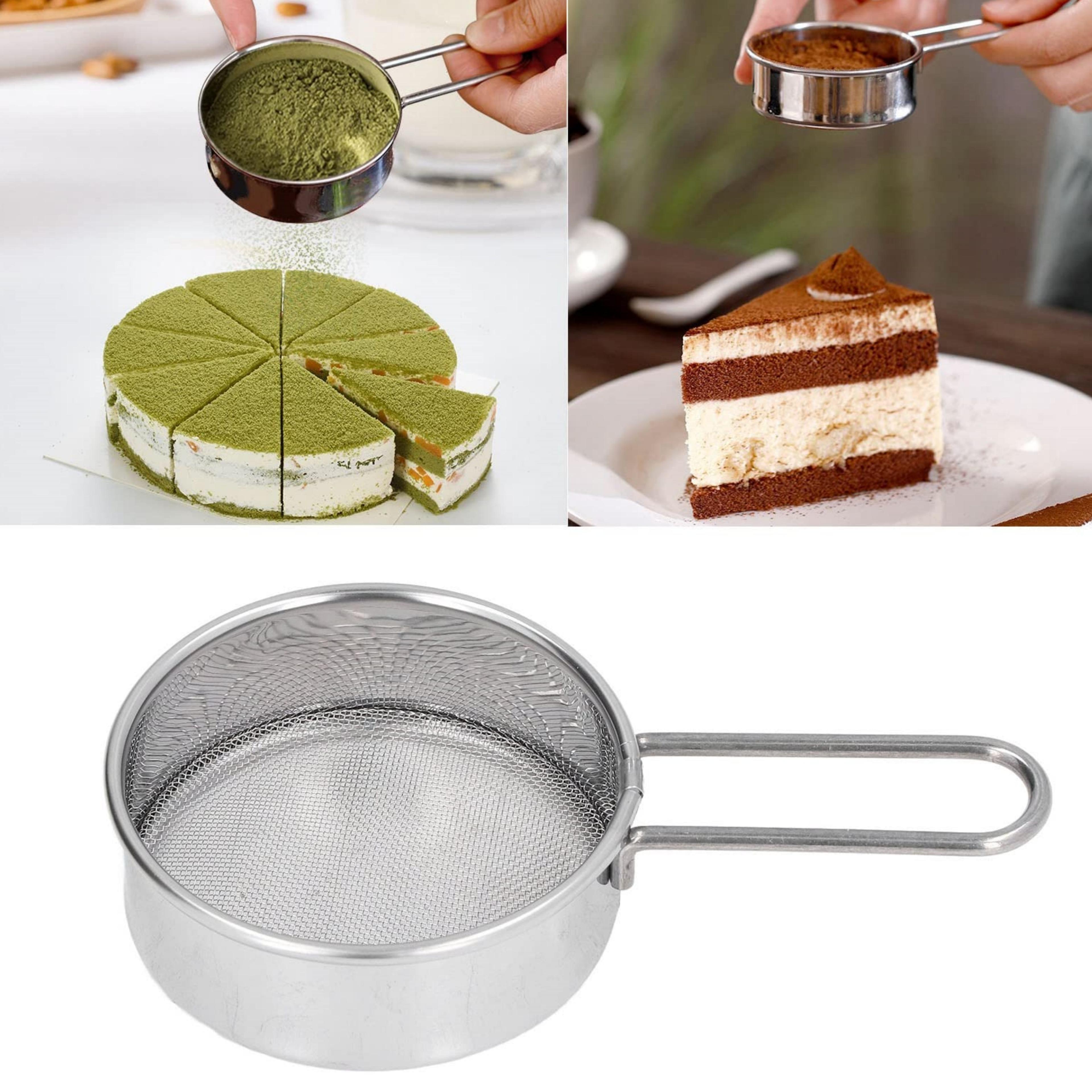 stainless steel fine mesh sieve strainer hand-held flour sifter for sugar cocoa matcha powder kitchen baking strainers