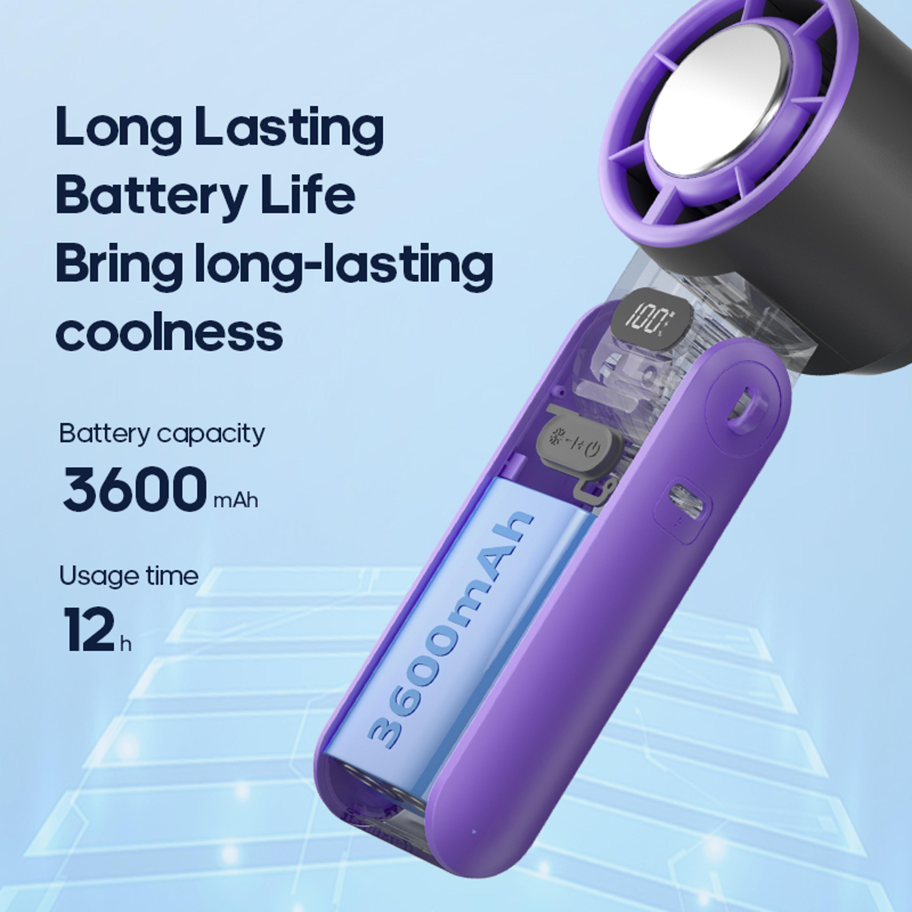 Rechargeable Handheld Fan Portable  Foldable With Lanyard For Outdoor Cooling 4