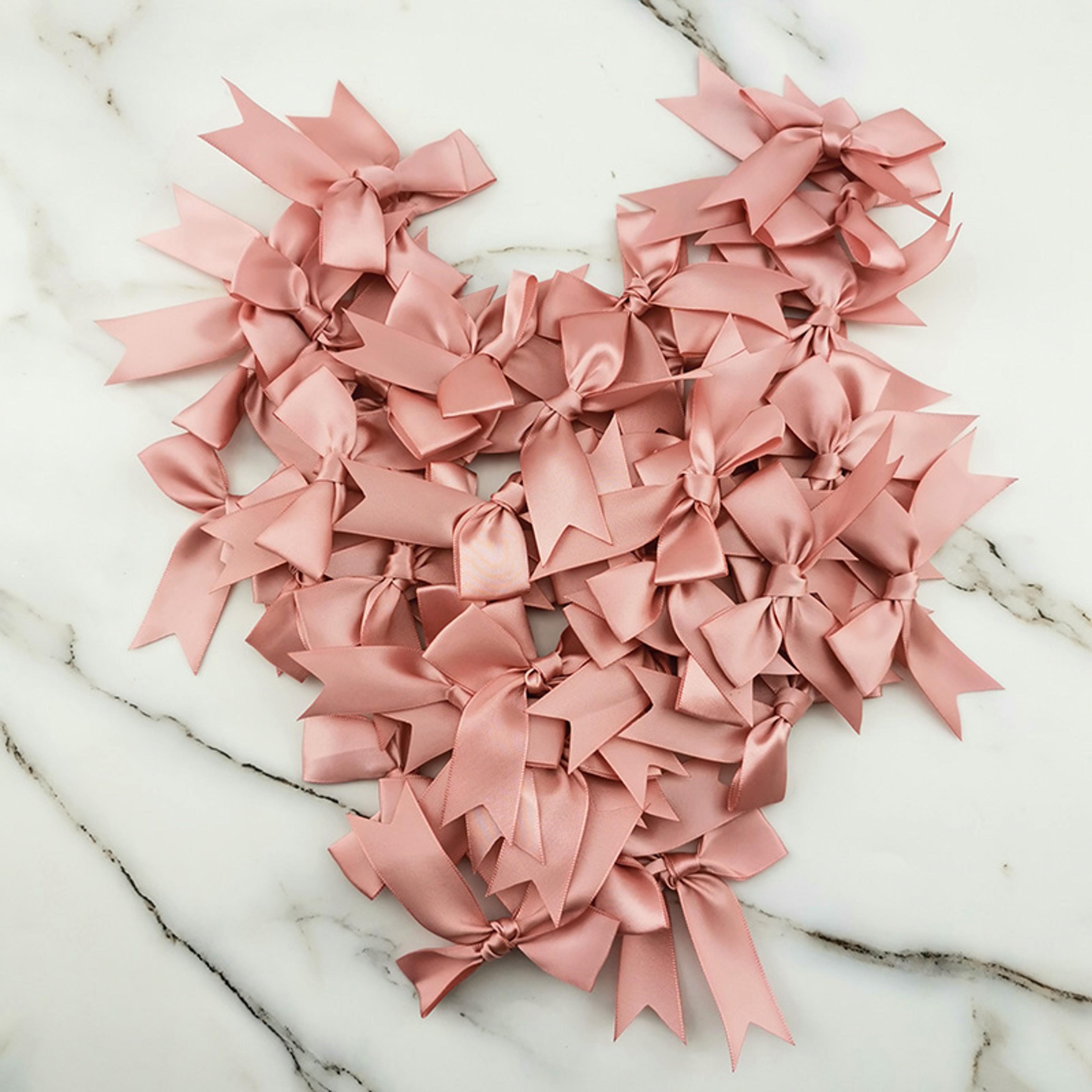 Fresh Pink Satin Ribbon Bow For Craft  Party Decoration DIY Flower Embellishment 3