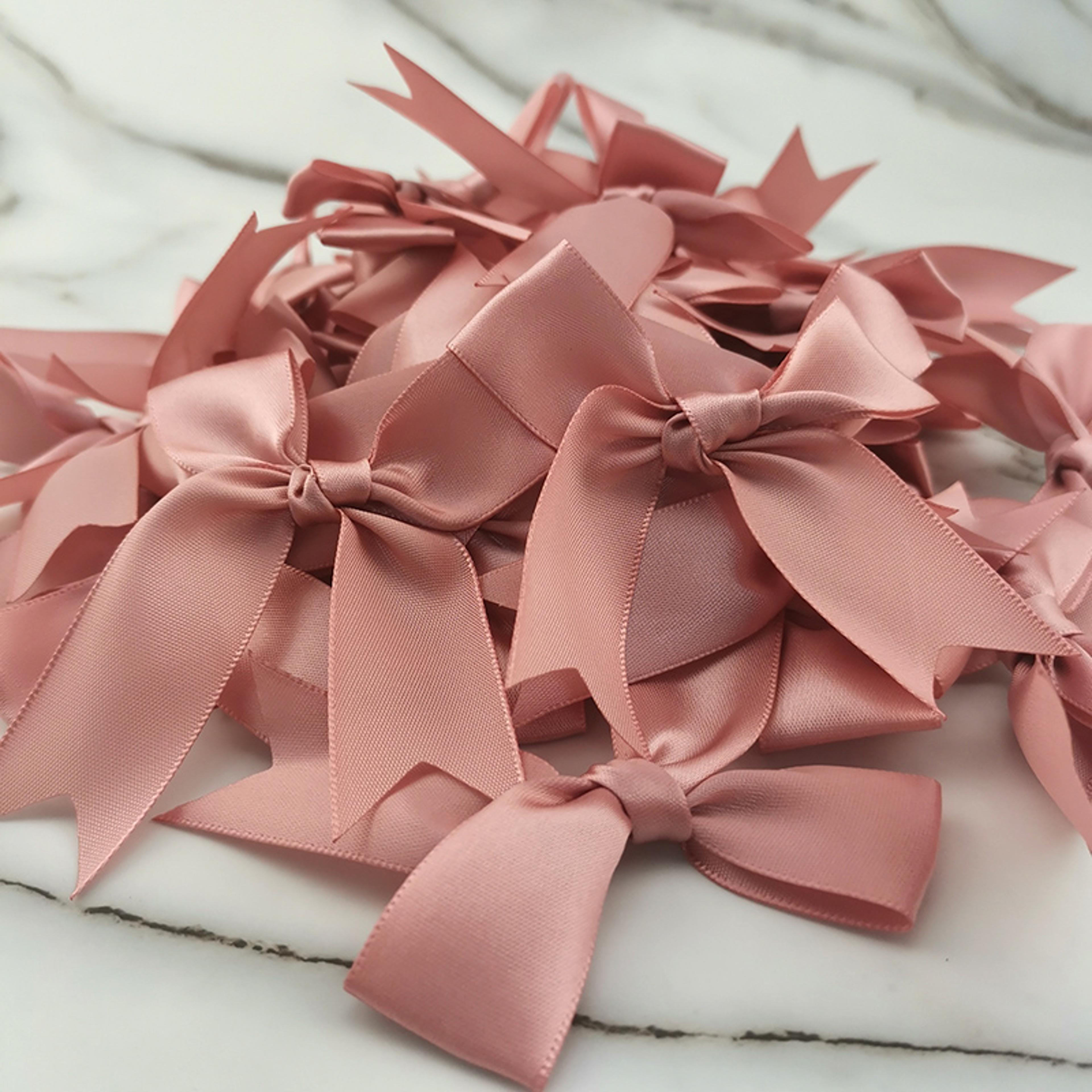 Fresh Pink Satin Ribbon Bow For Craft  Party Decoration DIY Flower Embellishment 4