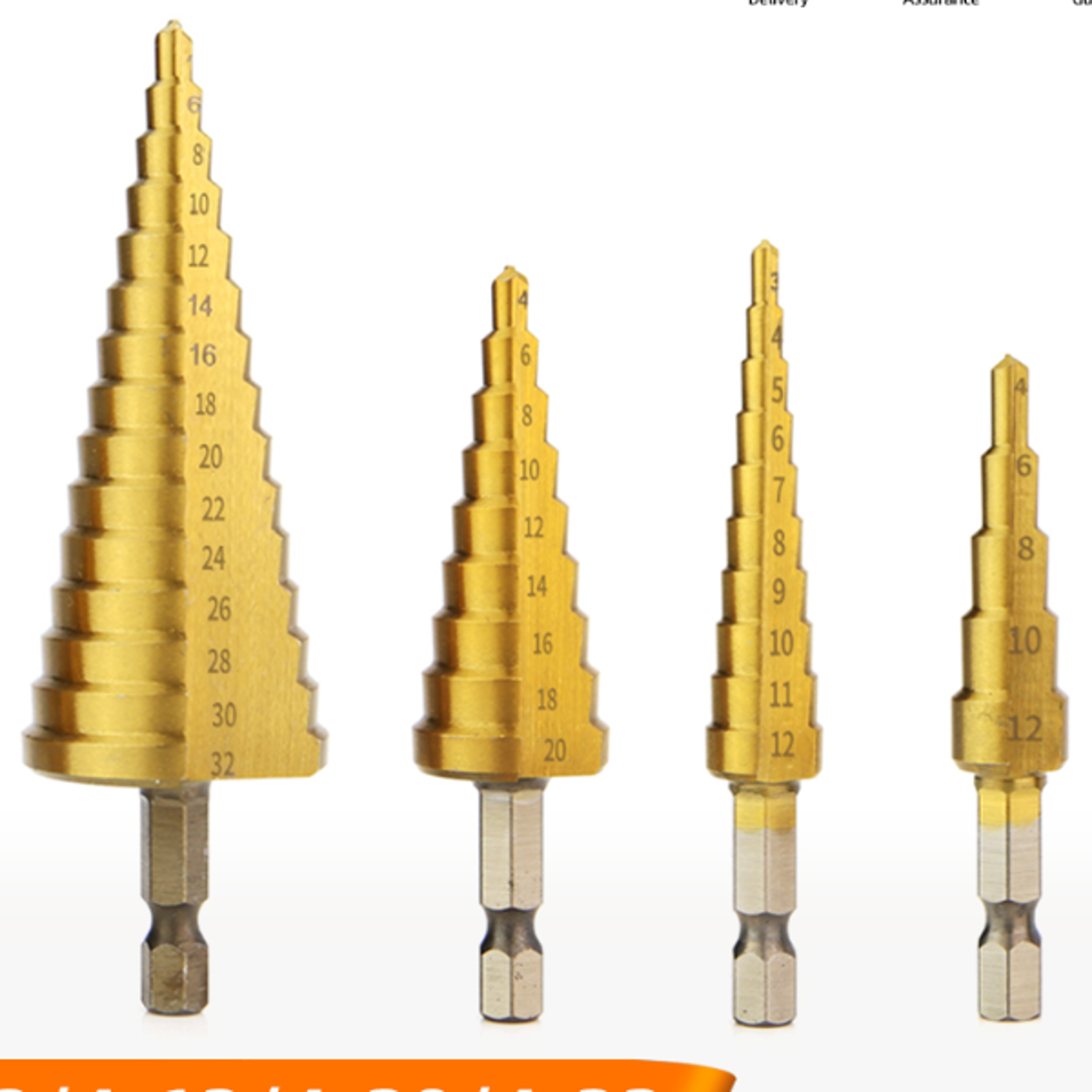 titanium step drill bit set for metal & wood high-speed, durable power tool accessory