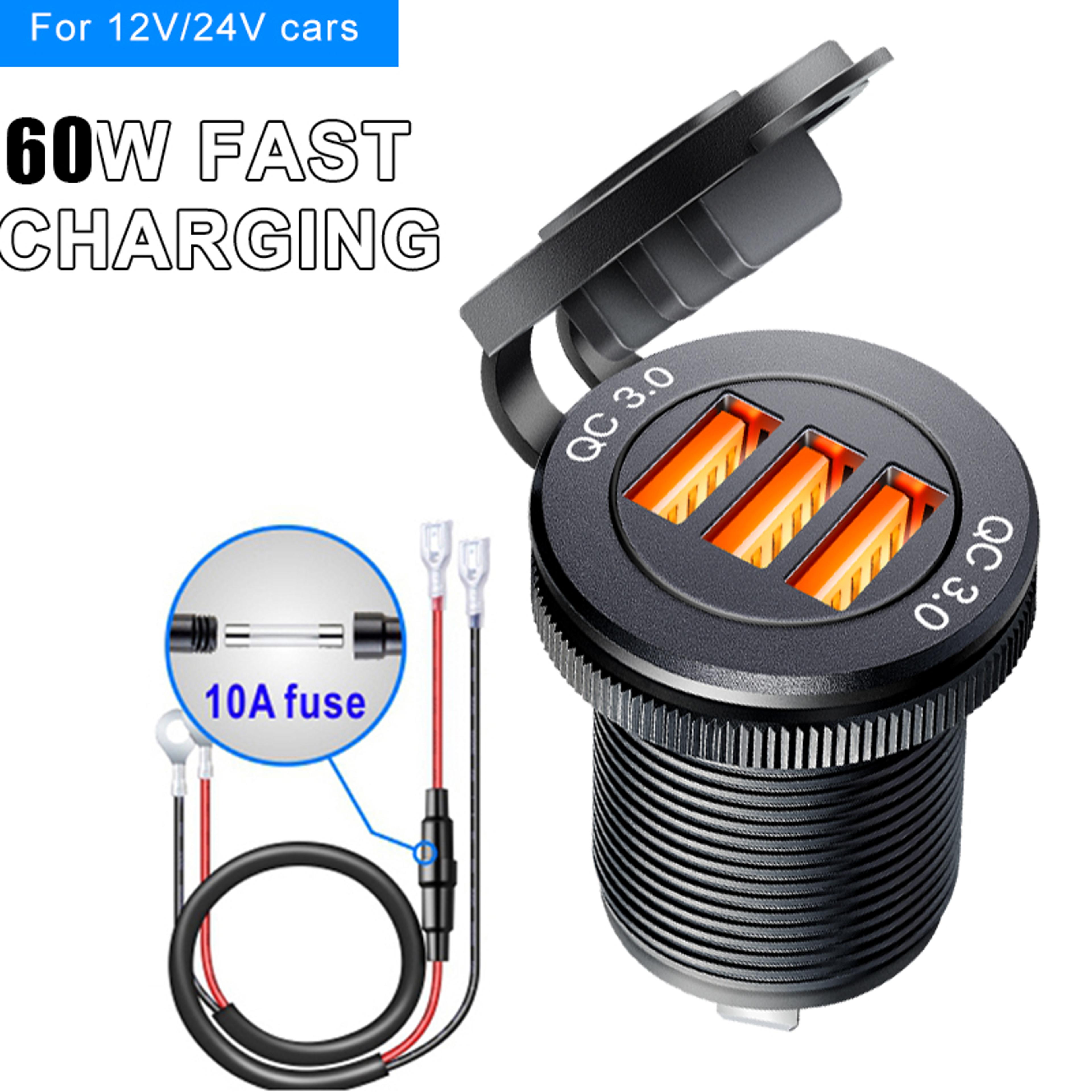 USB Socket In Car Quick Charge PD Car Charger Outlet Socket 5
