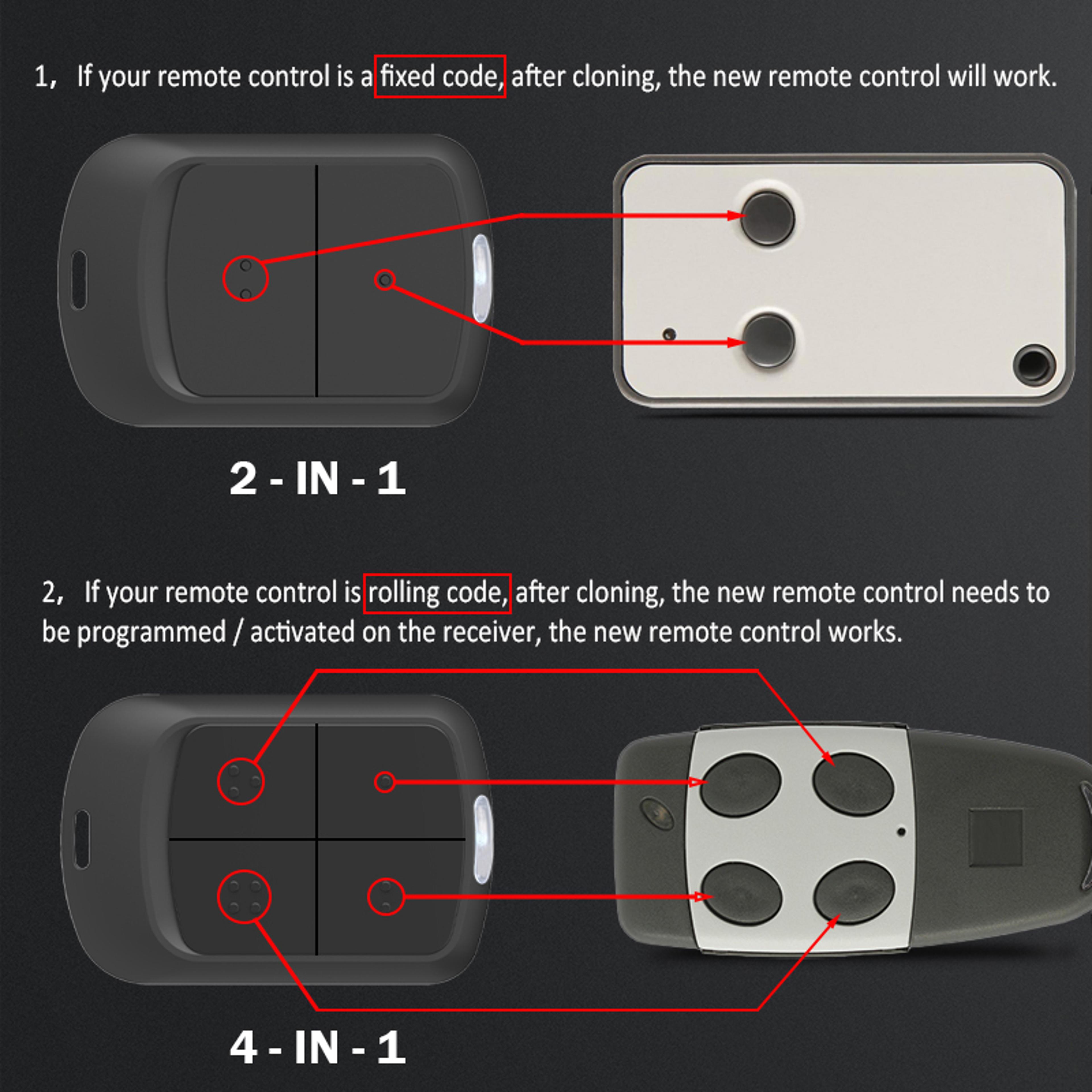 Multifrequency Garage Door Remote Control Duplicator Auto Scan Clone  Code Grabber Gate Opener 4