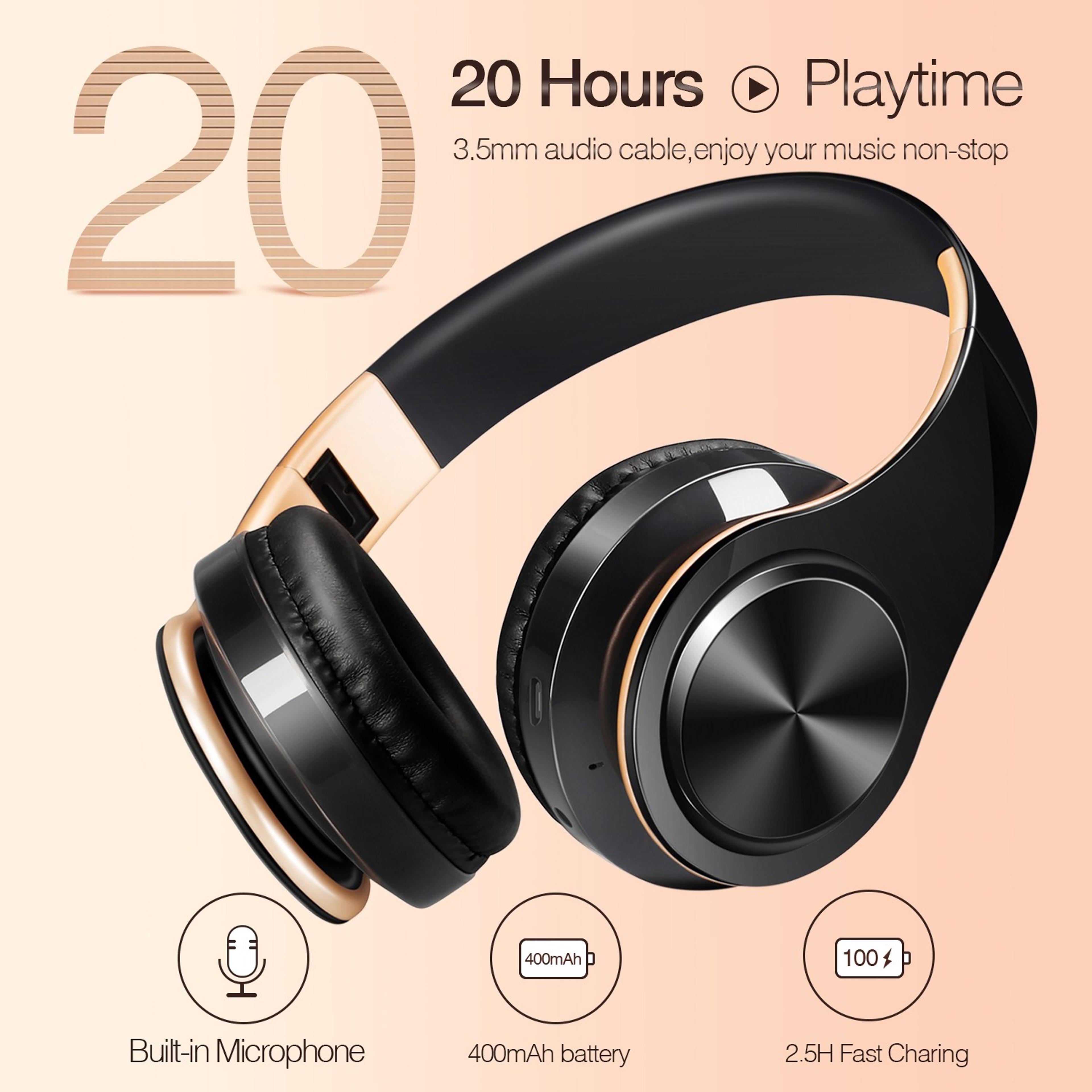 Gold Wireless Bluetooth Headphones With Builtin Mic  Stereo Sound For Gaming  Calls 2