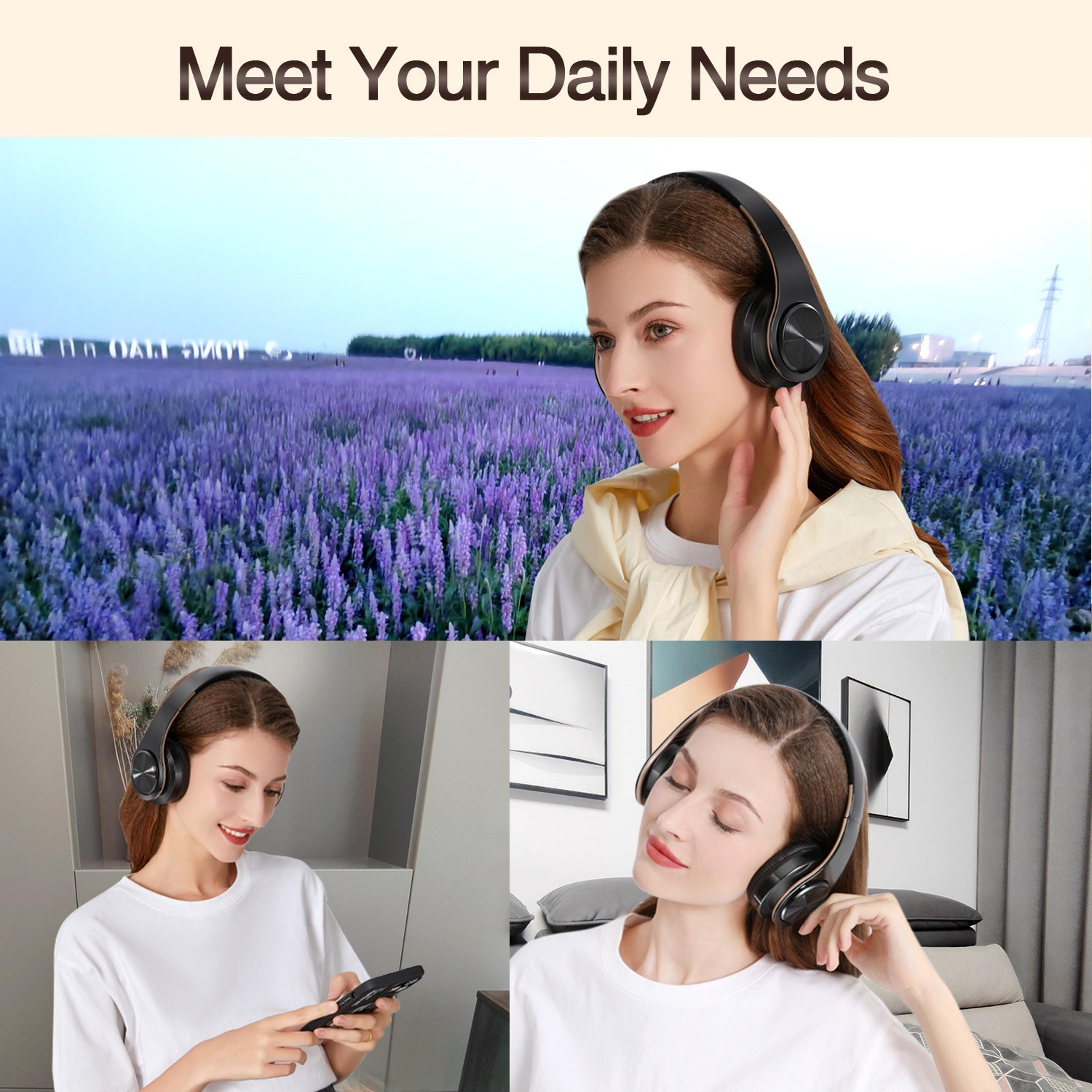 Gold Wireless Bluetooth Headphones With Builtin Mic  Stereo Sound For Gaming  Calls 5