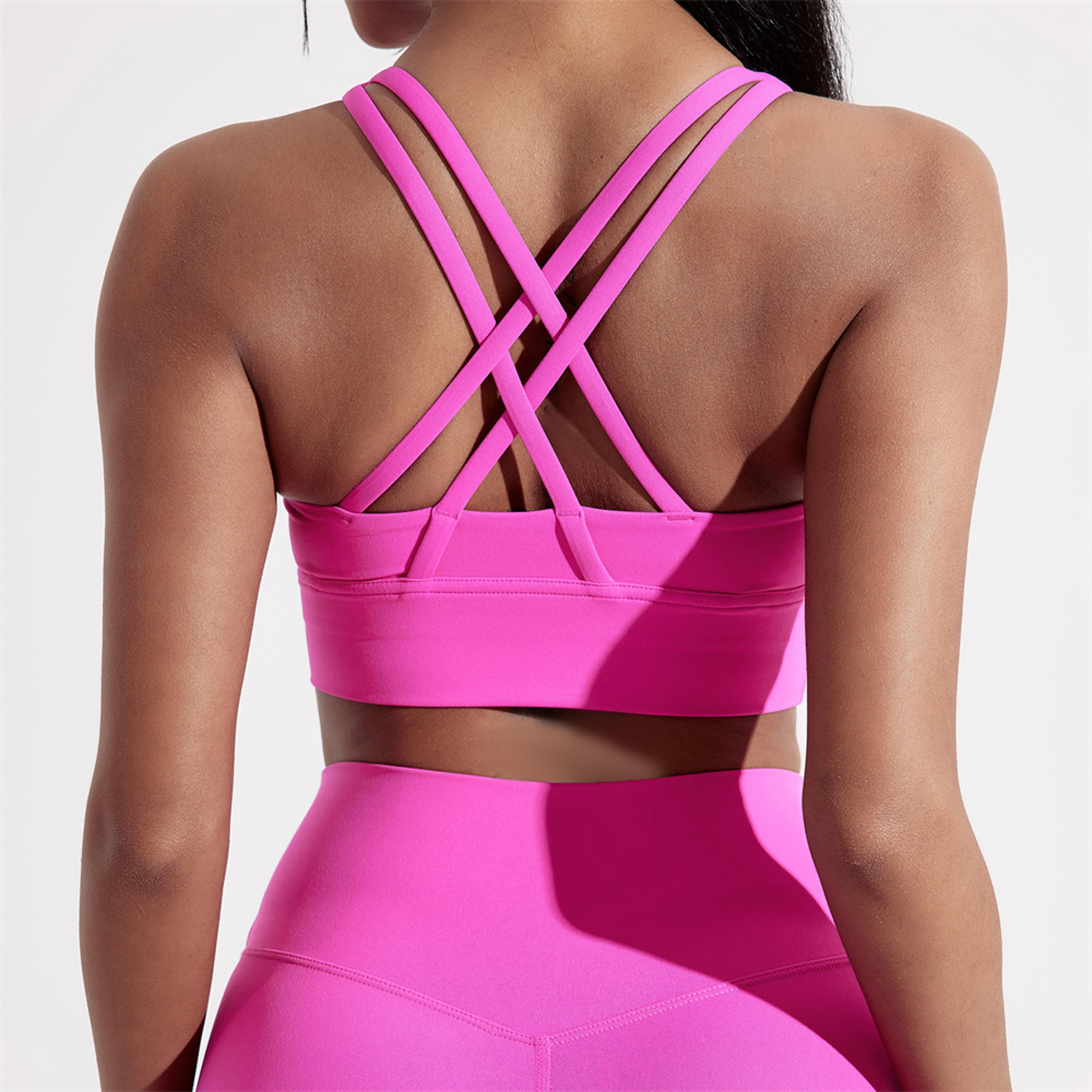 Solid Color CrossBack Sports Bra With Chest Pad For HighImpact Training And Yoga 9