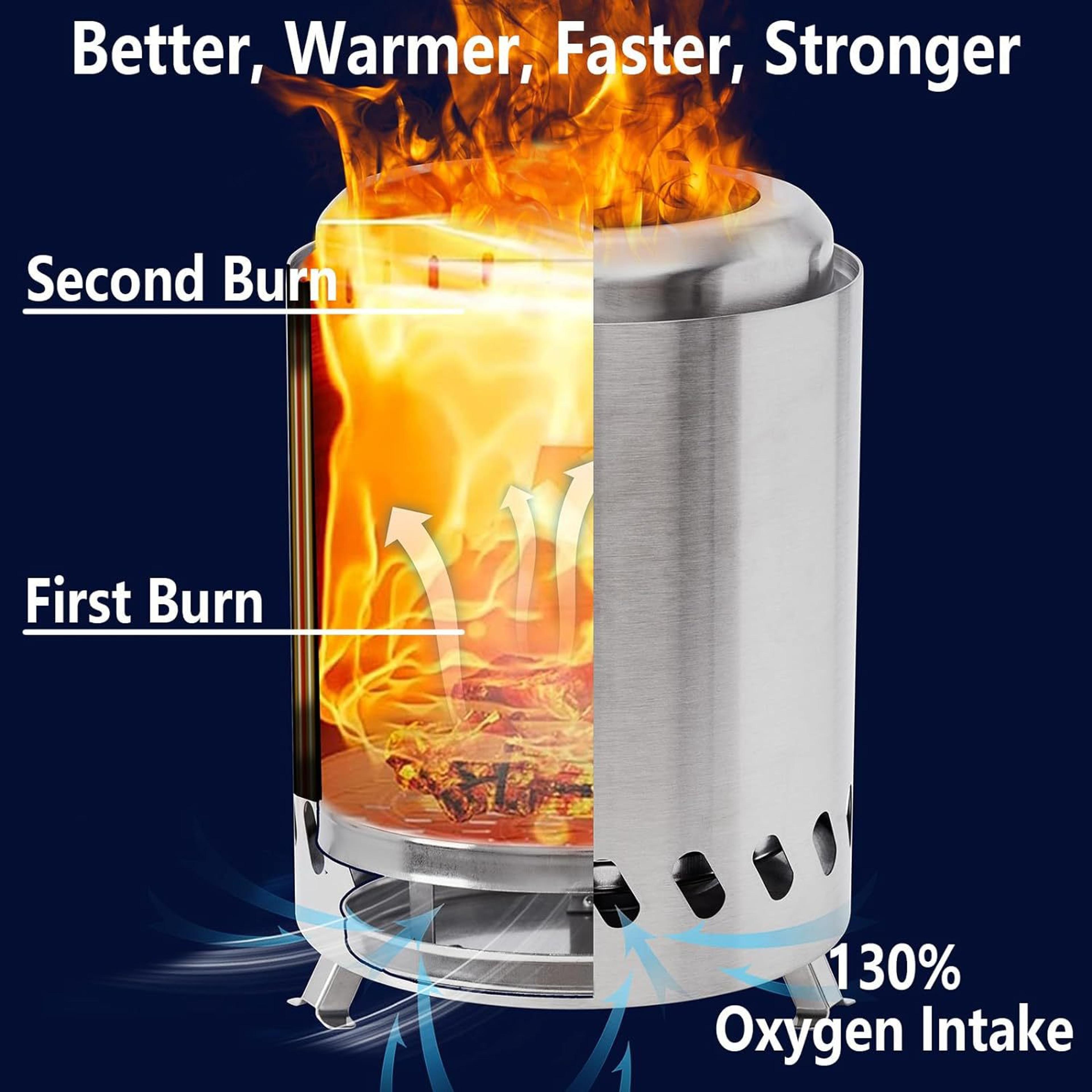 Portable Stainless Steel Wood Burner Stove For Camping  Outdoor Adventures Smokeless Mini Firewood  1