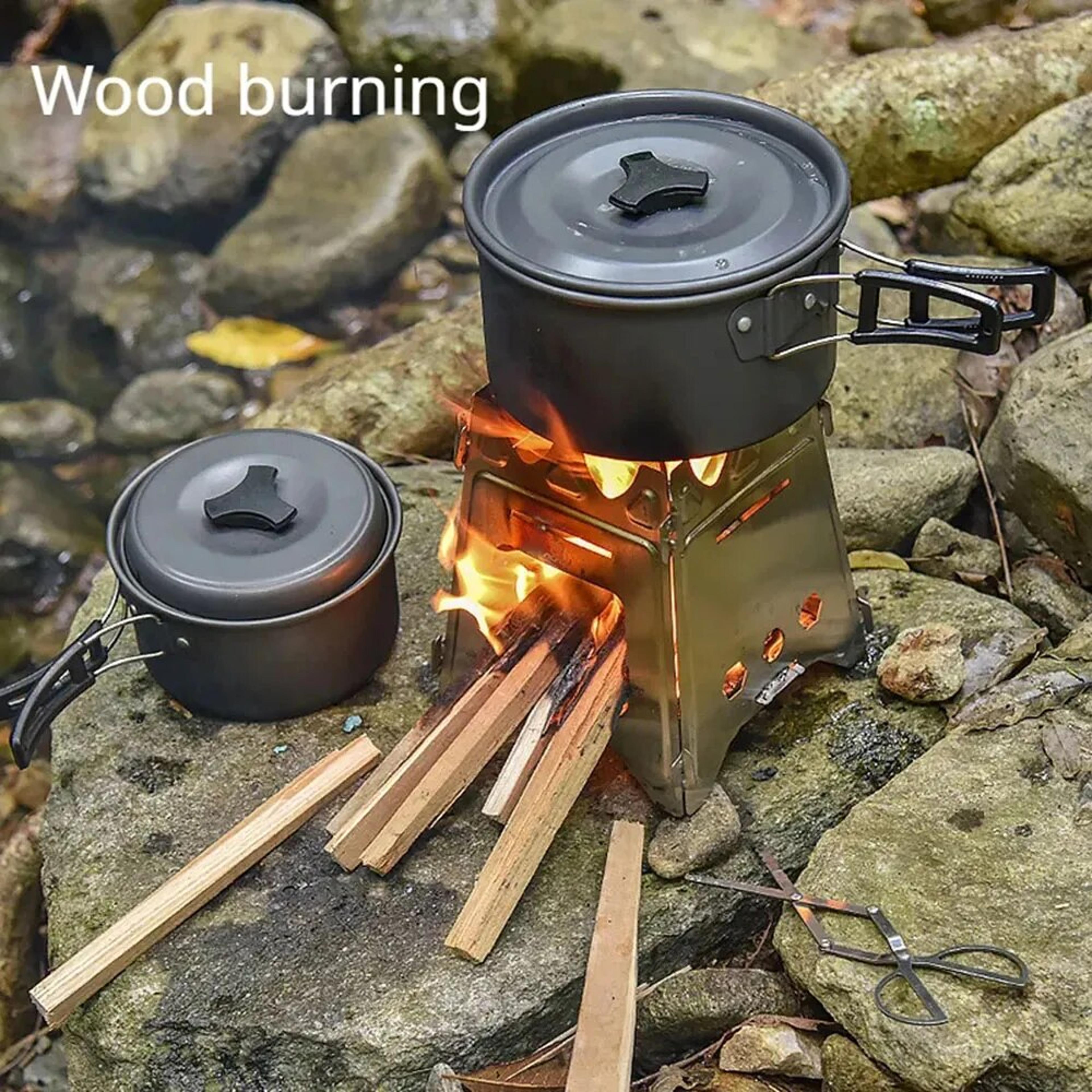 Portable Stainless Steel Camping Wood Stove Lightweight Foldable Perfect For Hiking BBQs  Picnics 1