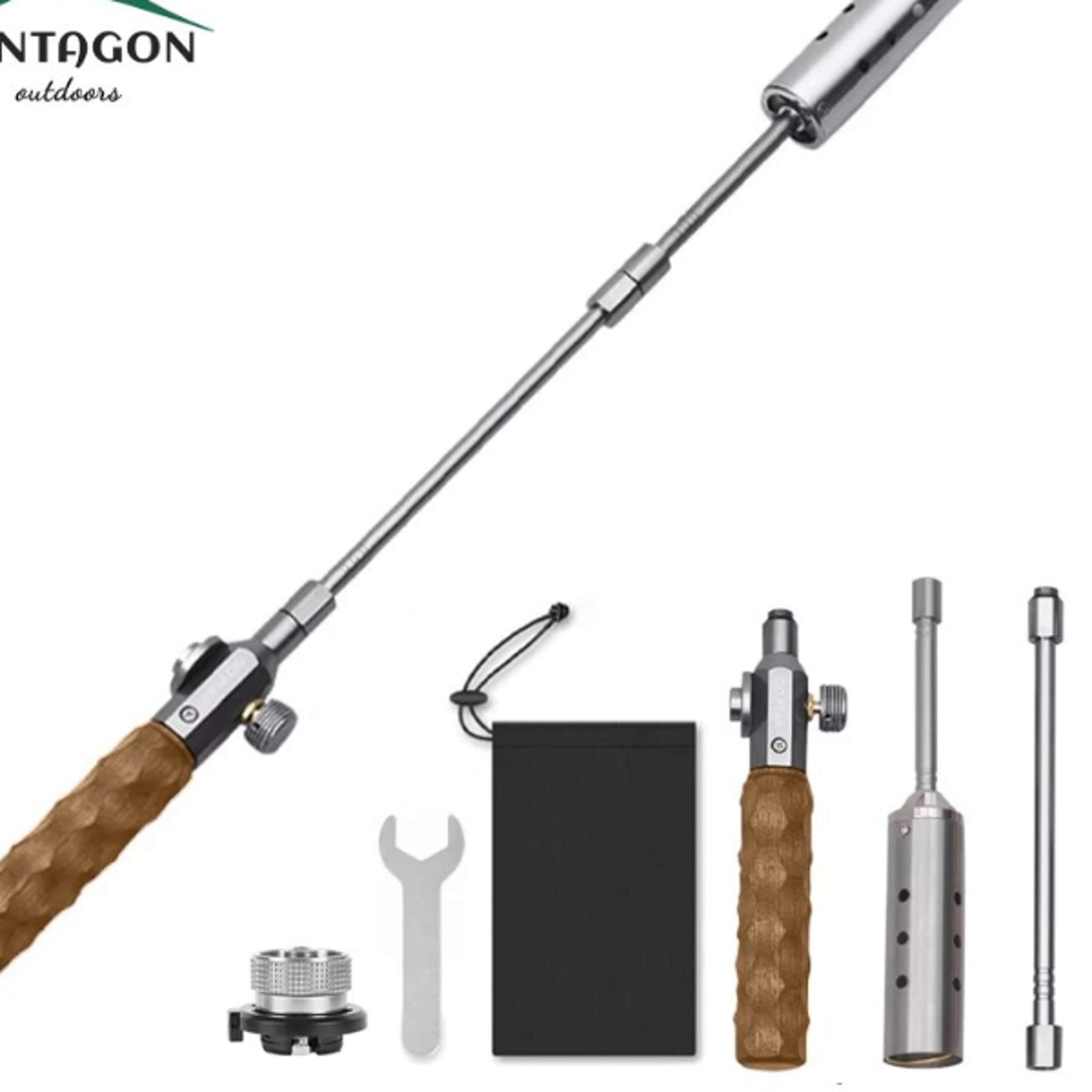 wood handle butane torch for bbq cooking and outdoor camping gas torch flame gun