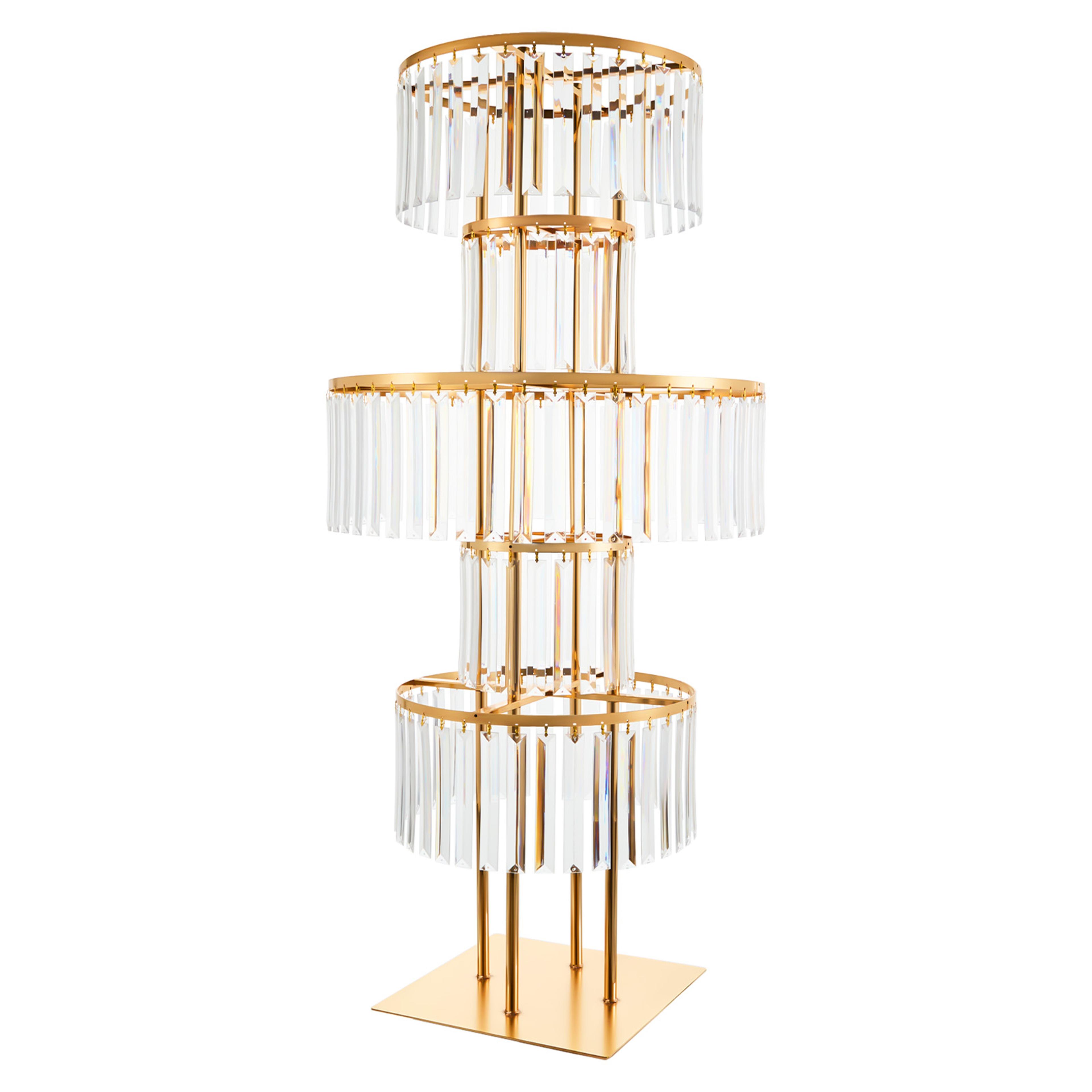 Gold Silver Wedding Flower Stand Centerpiece With Hanging Acrylic Vases 6