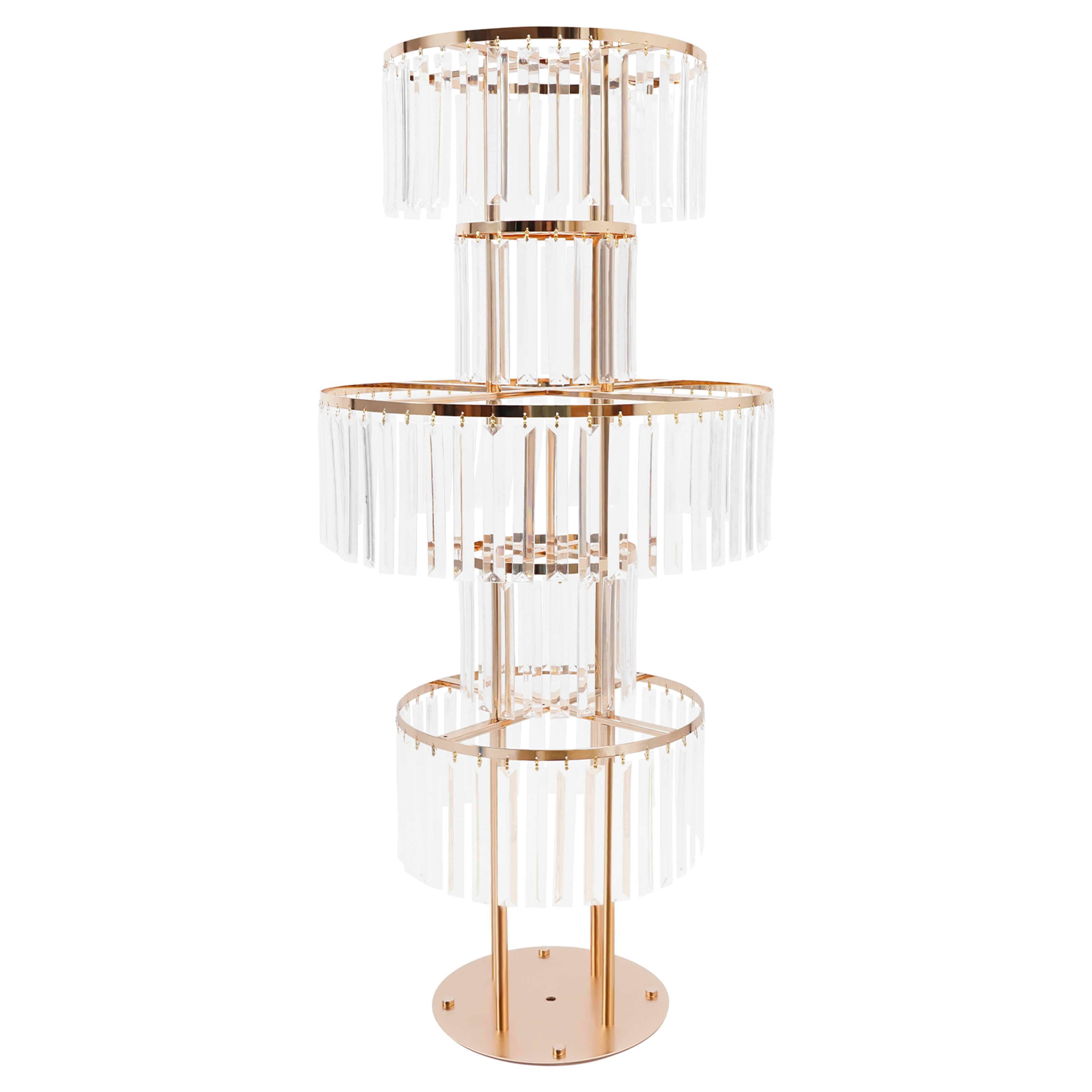 Gold Silver Wedding Flower Stand Centerpiece With Hanging Acrylic Vases 8