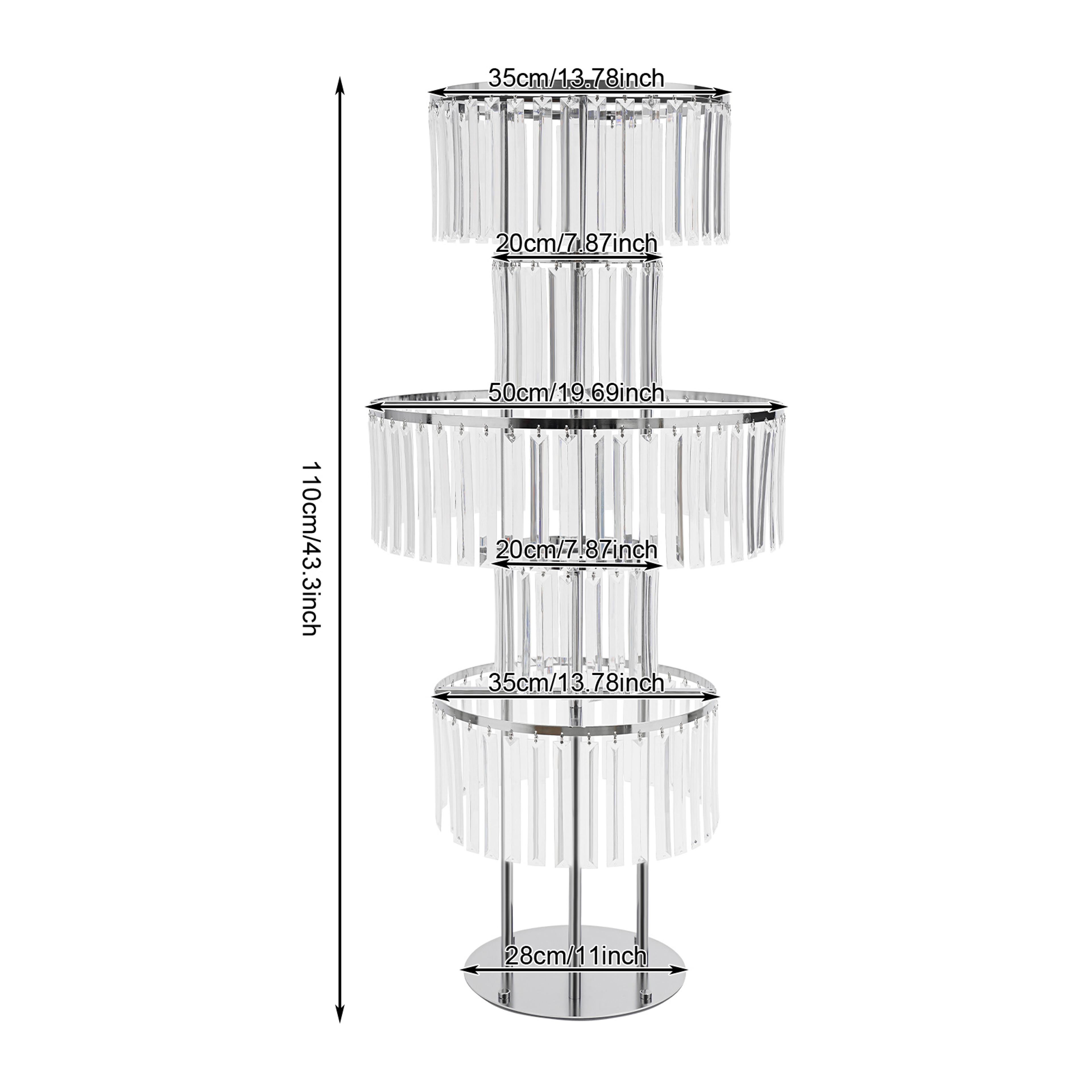 Gold Silver Wedding Flower Stand Centerpiece With Hanging Acrylic Vases 7