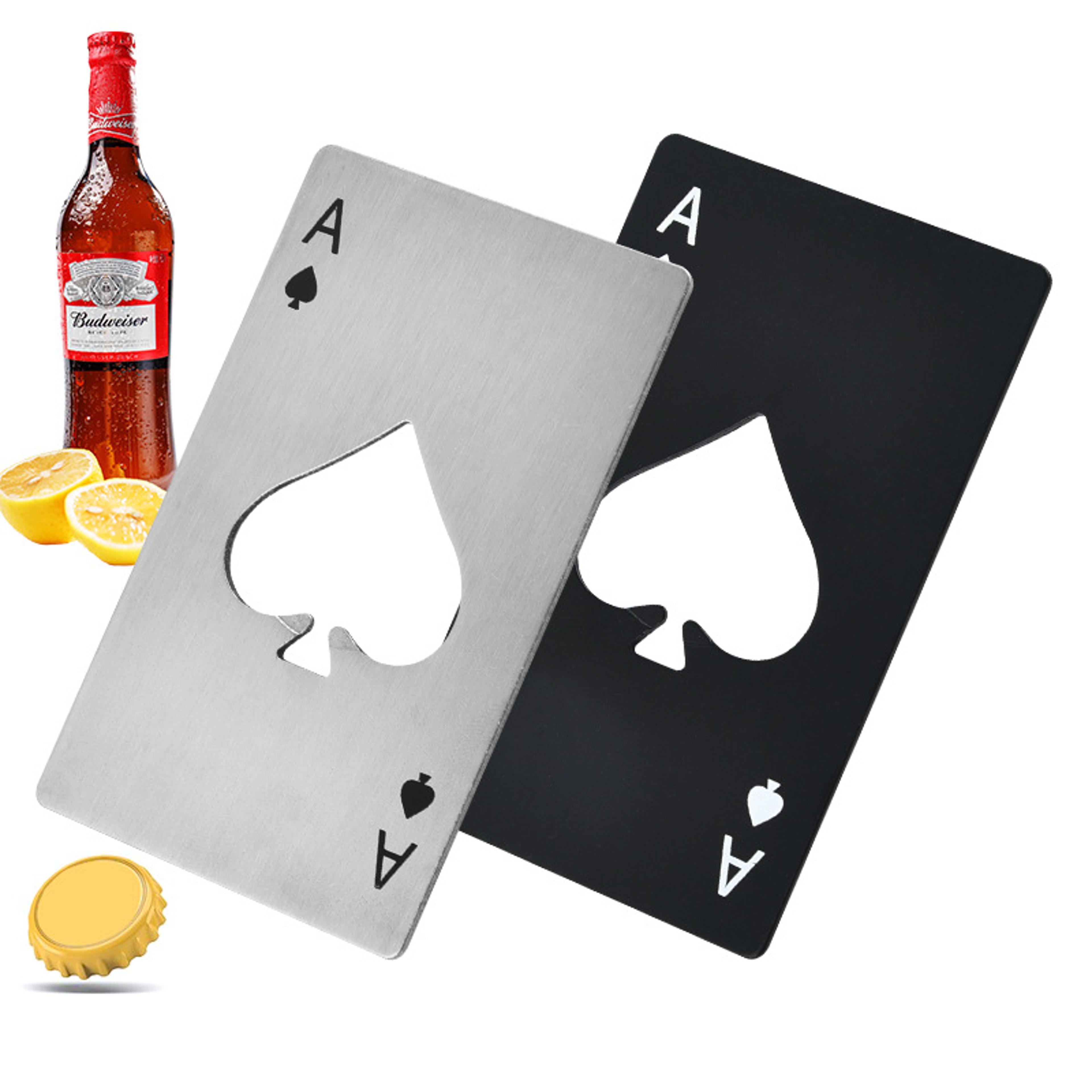 premium stainless steel wallet bottle opener with poker design