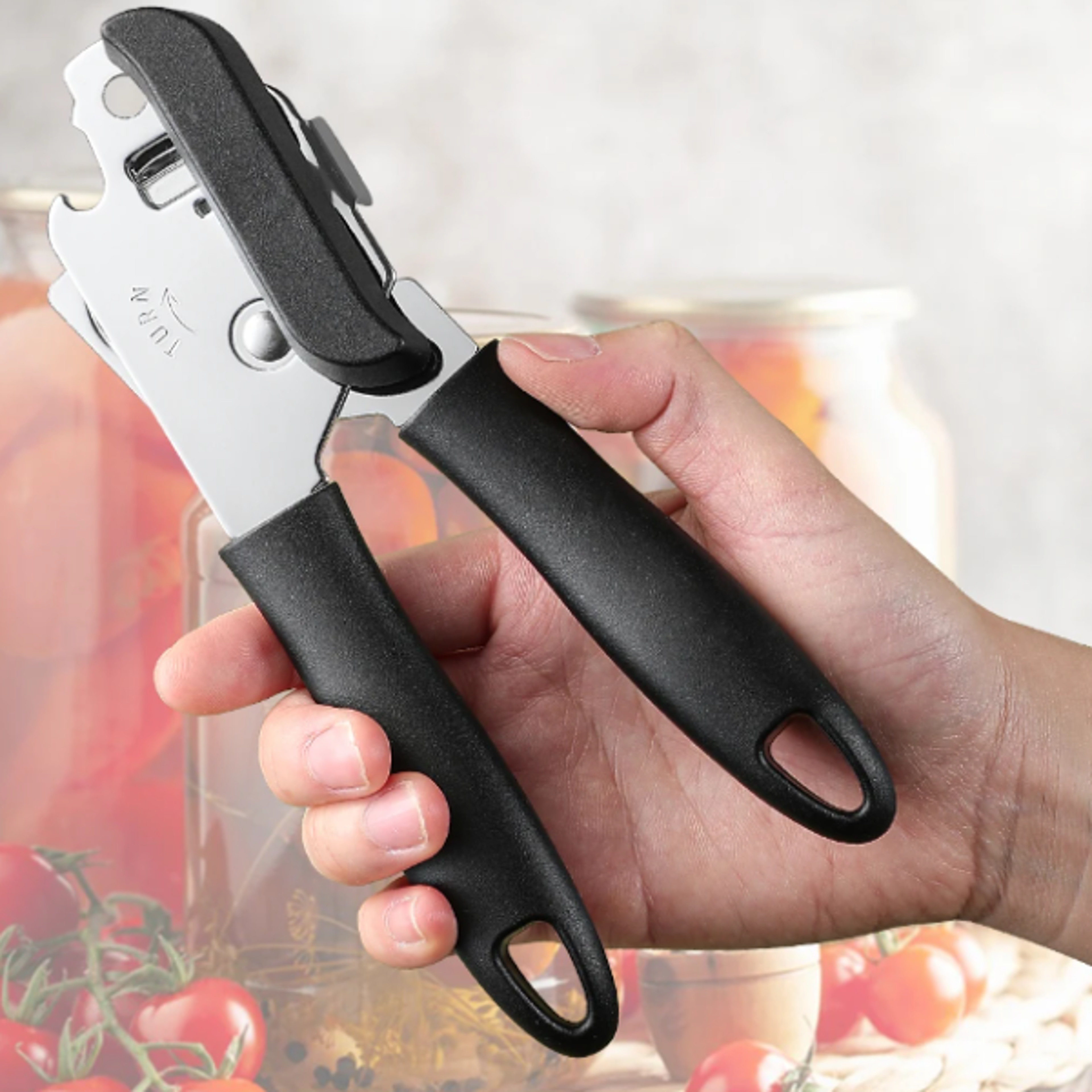 manual can opener professional stainless steel ergonomic bottle opener for cans, jars & kitchen tools