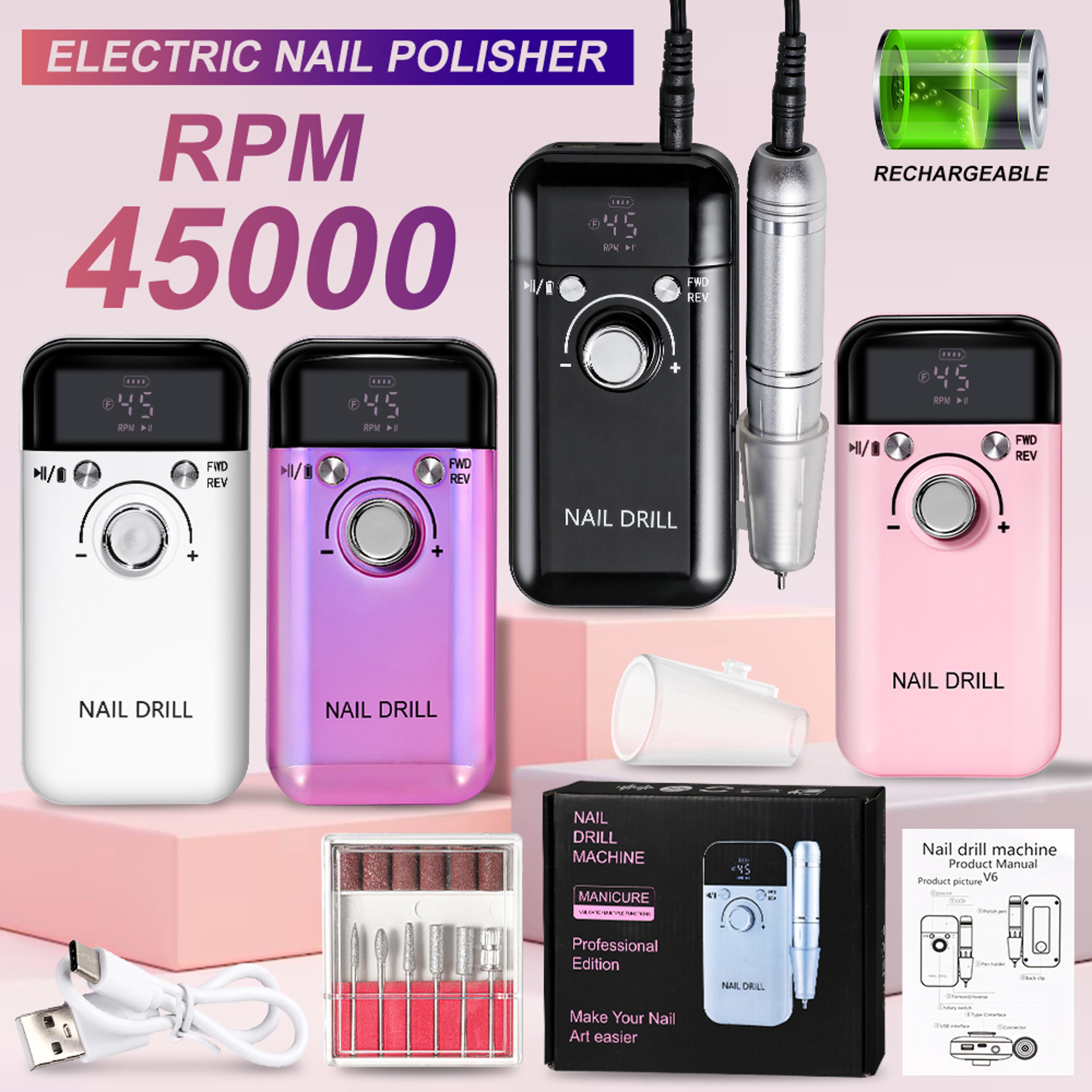 professional electric nail drill with lcd screen rechargeable manicure tool for gel polish