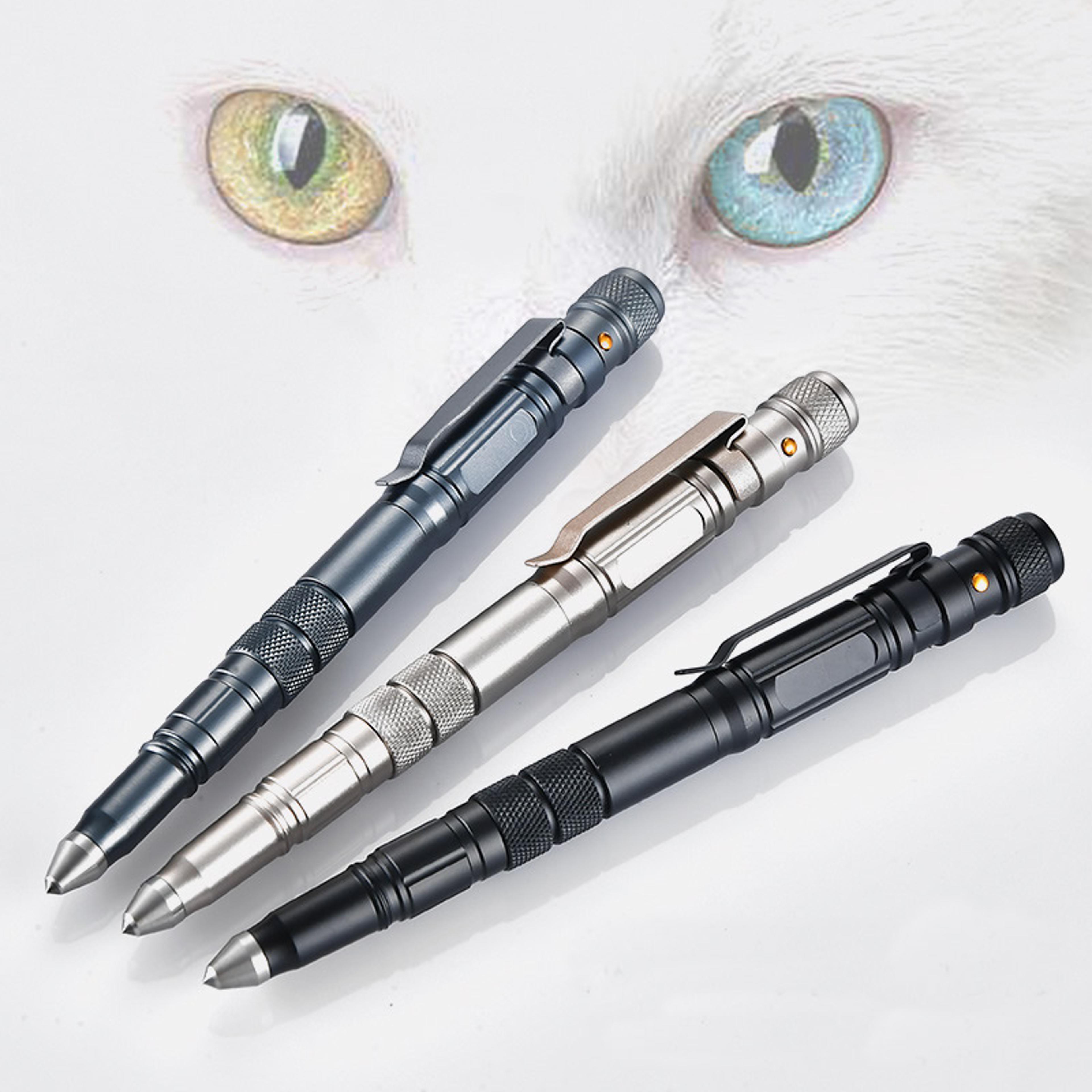 tactical pen & self defense tool with flashlight edc survival gear